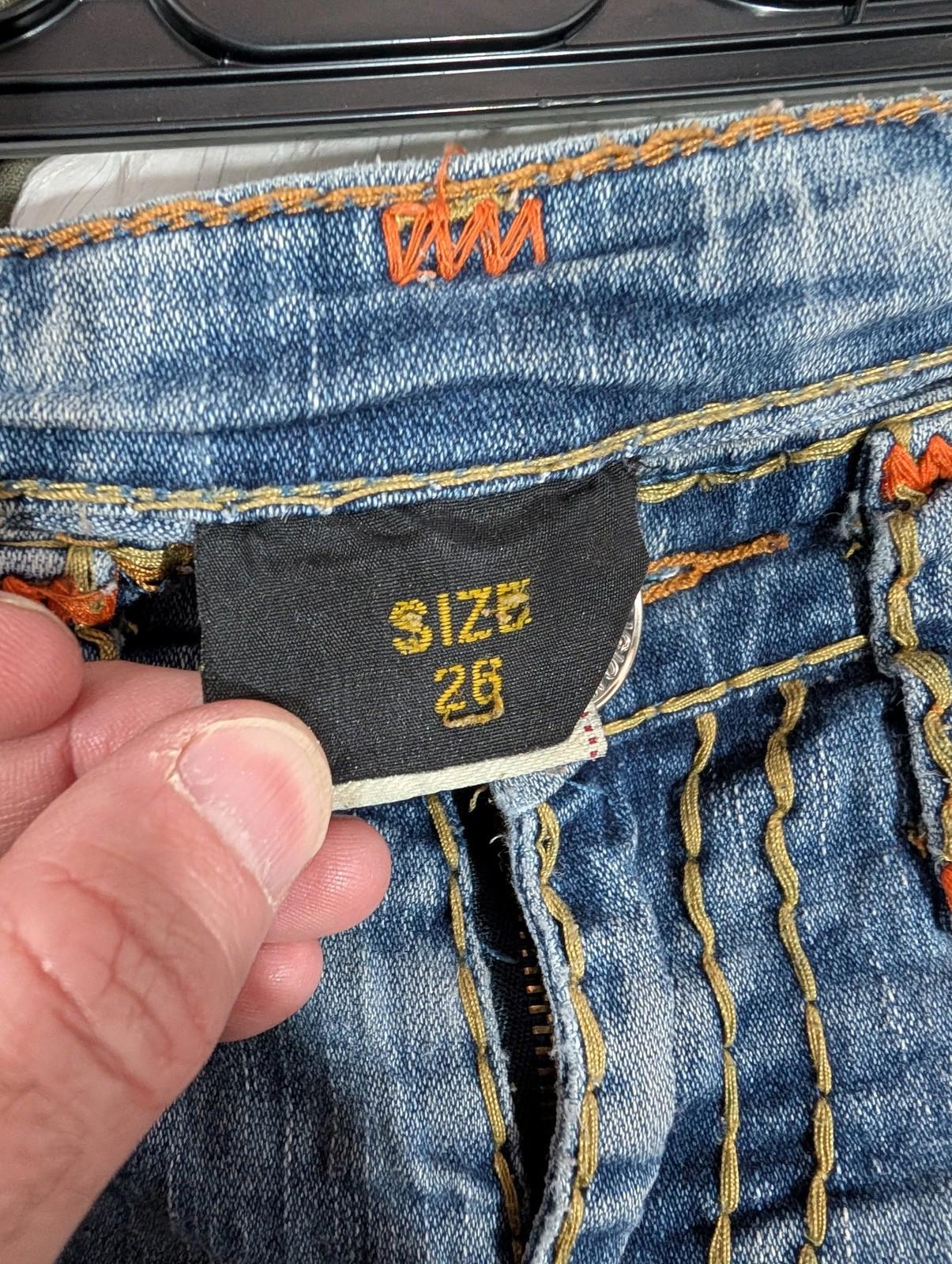 True Religion Jeans Size W26 L32 Womens Embroidered Pockets Light Blue Stretch