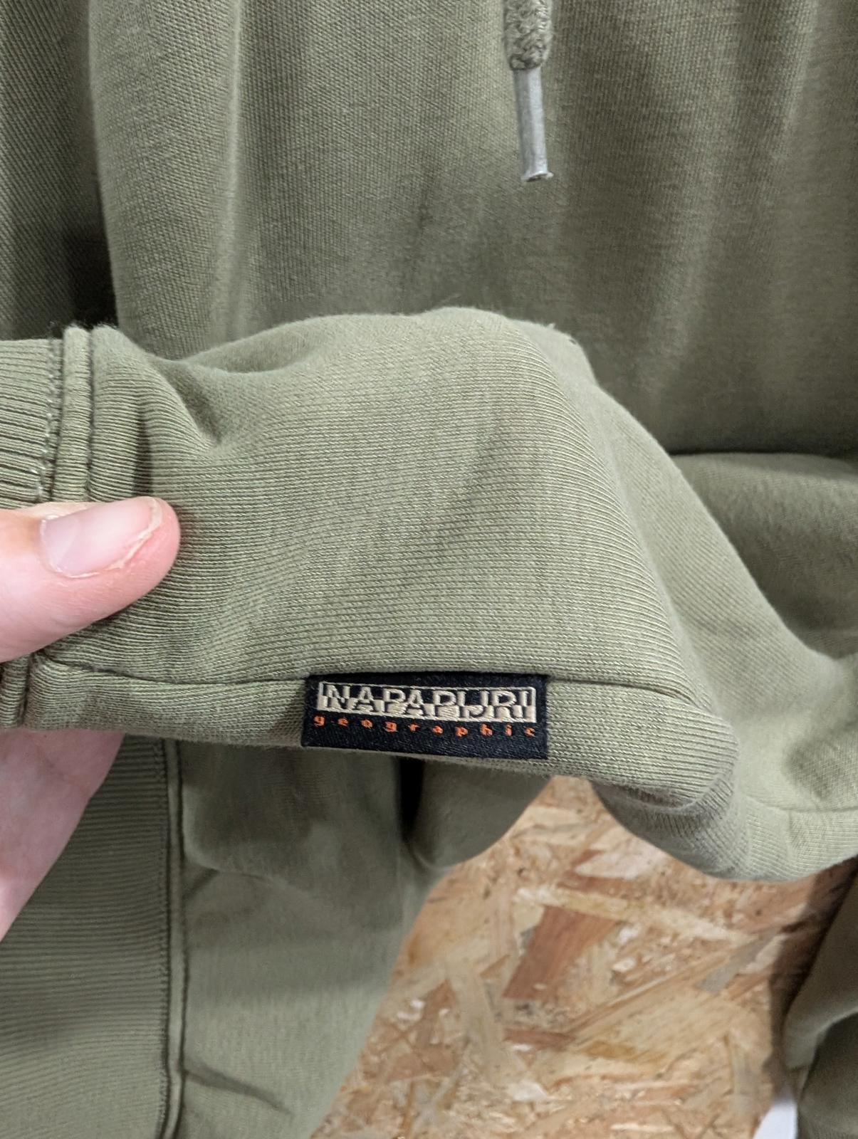 Napapijri Hoodie Mens Size Small Khaki Green Printed Chest Logo Patch VGC
