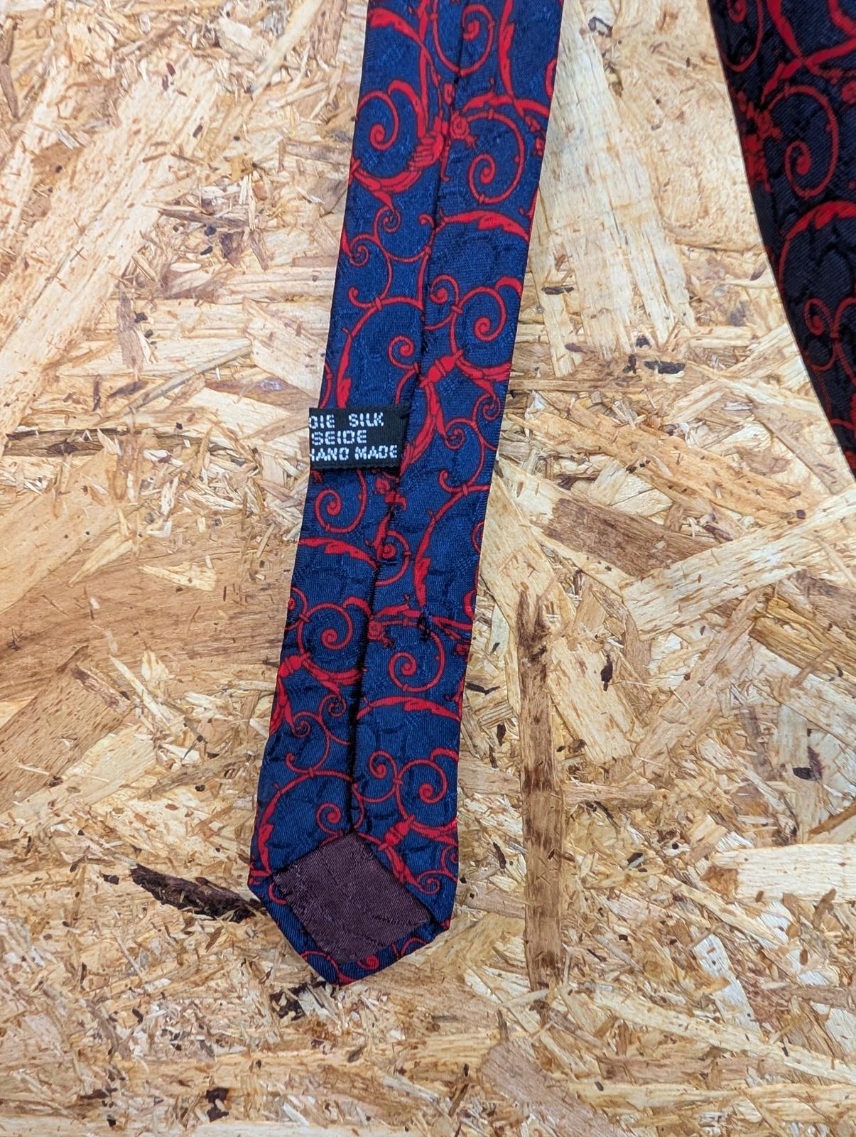 Christian Dior Monsieur Silk Tie 60" 152cm Made In France Navy Blue Red Pattern