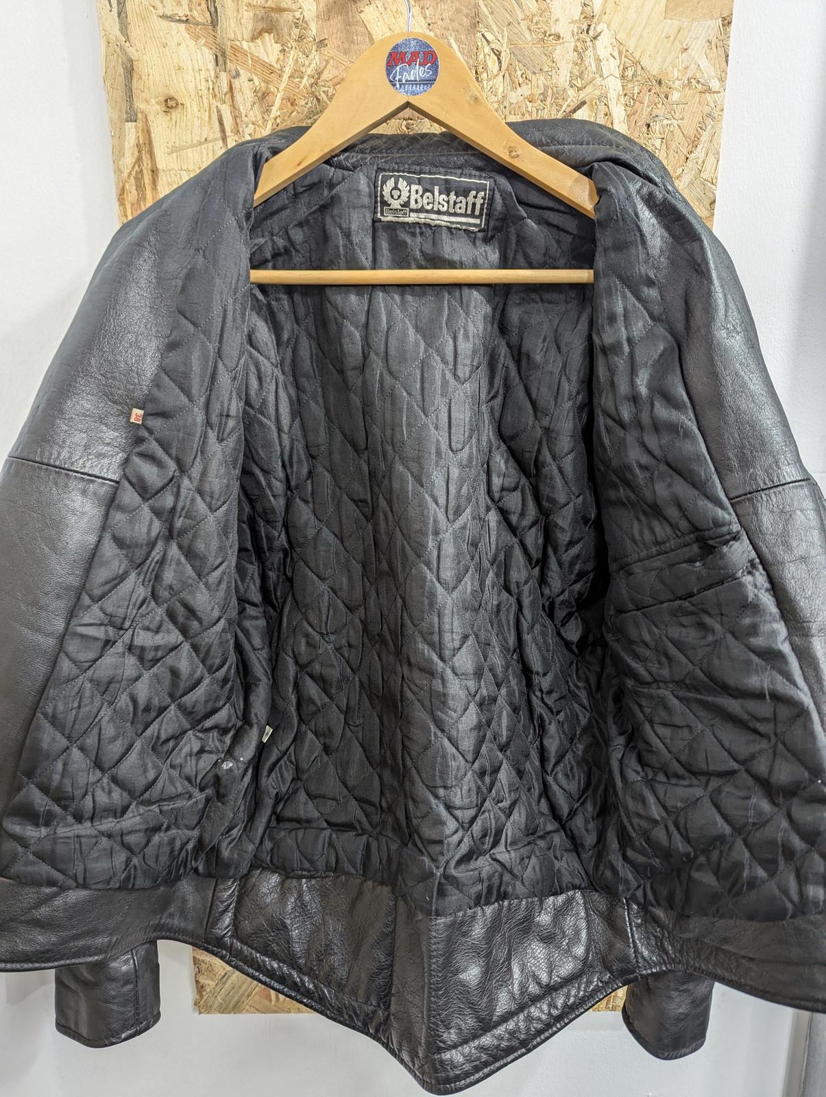 Belstaff Leather Jacket Mens Size Small 38 Black Padded Biker Vintage 80s