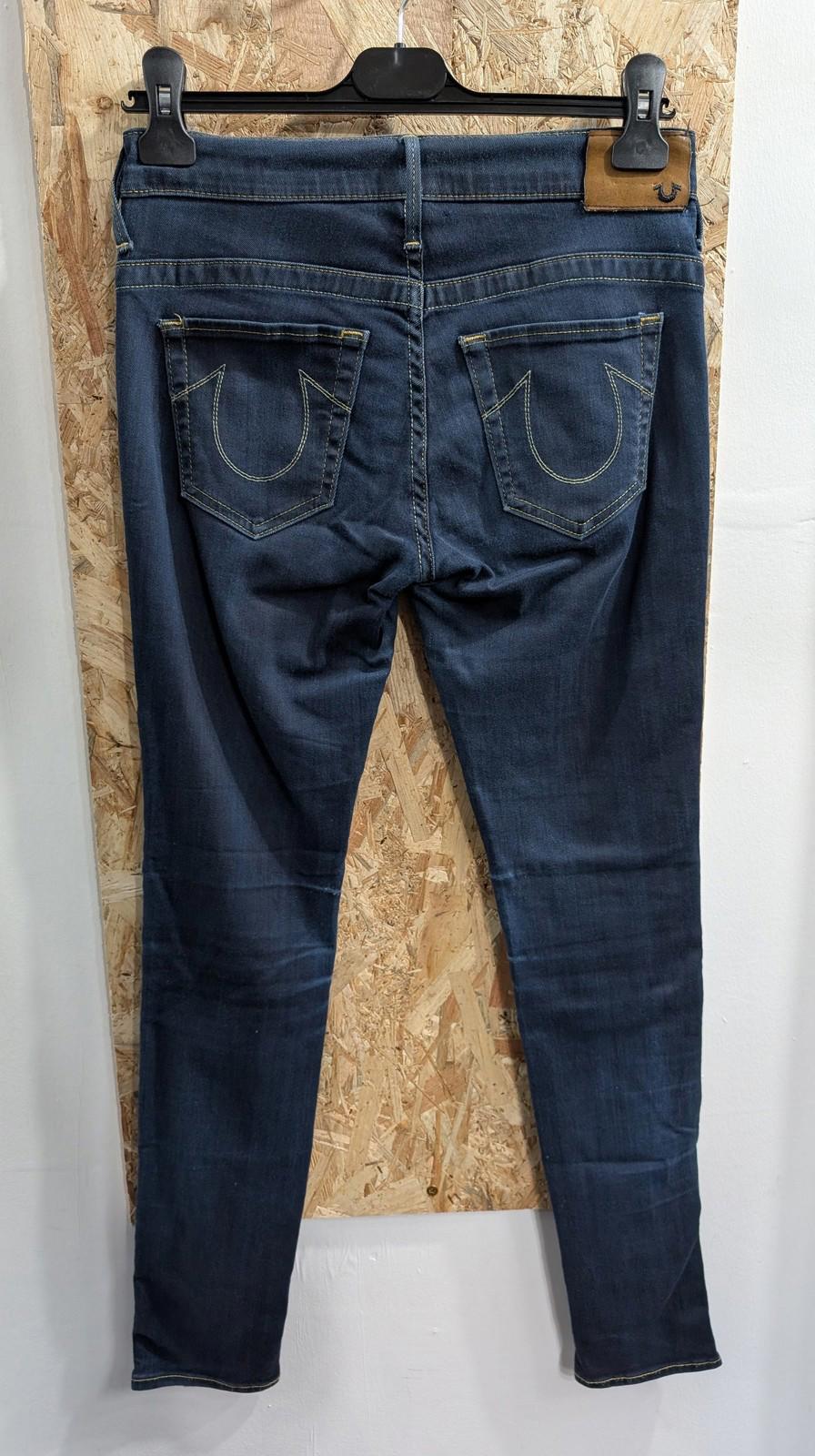True Religion Jeans W28 L30 Women Chrissy Skinny Dark Navy Blue Stretch Denim