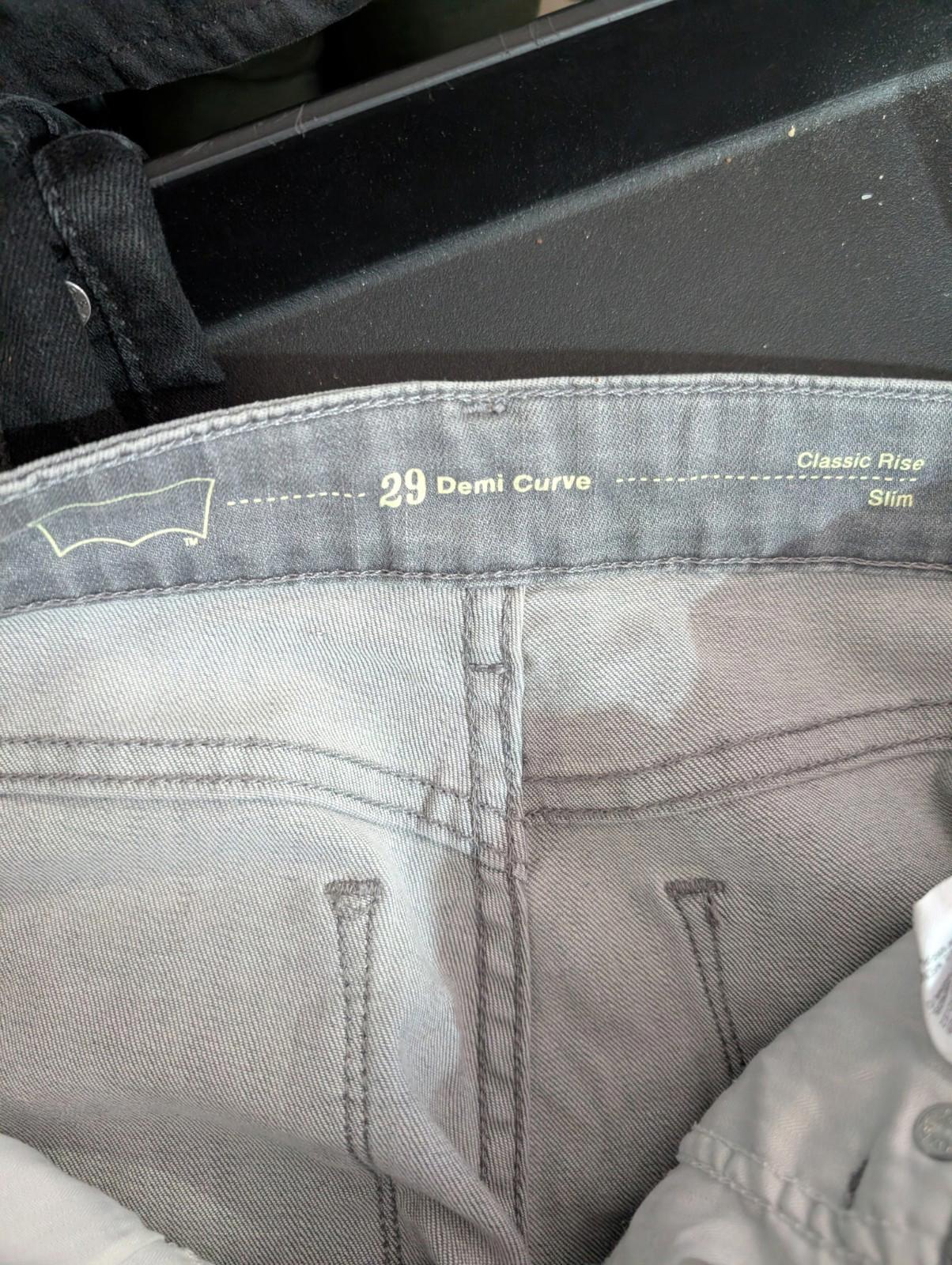 Levis Demi Curve Jeans Size 10 W29 L30 Women Grey Stretch Black Tab Zip Fly