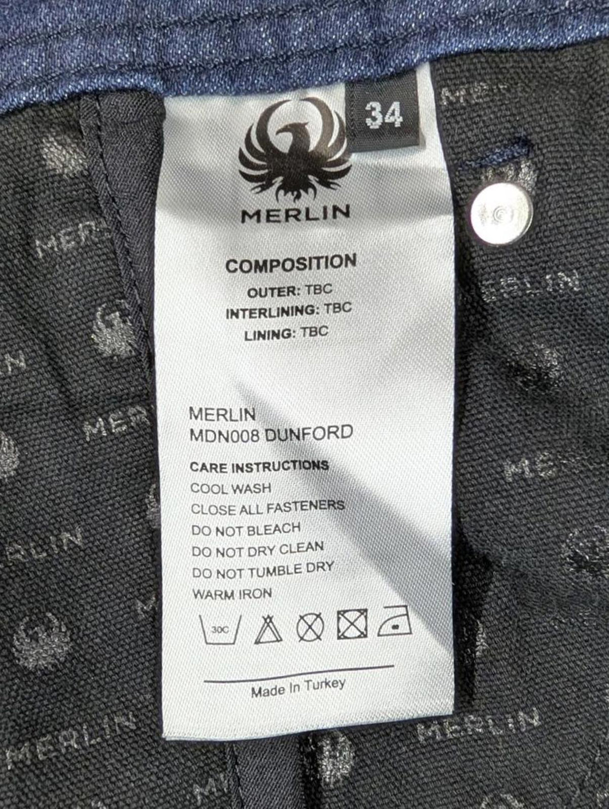 Merlin Dunford Riding Jeans Size W32 L32 Men Motorcycle Navy Blue Denim New