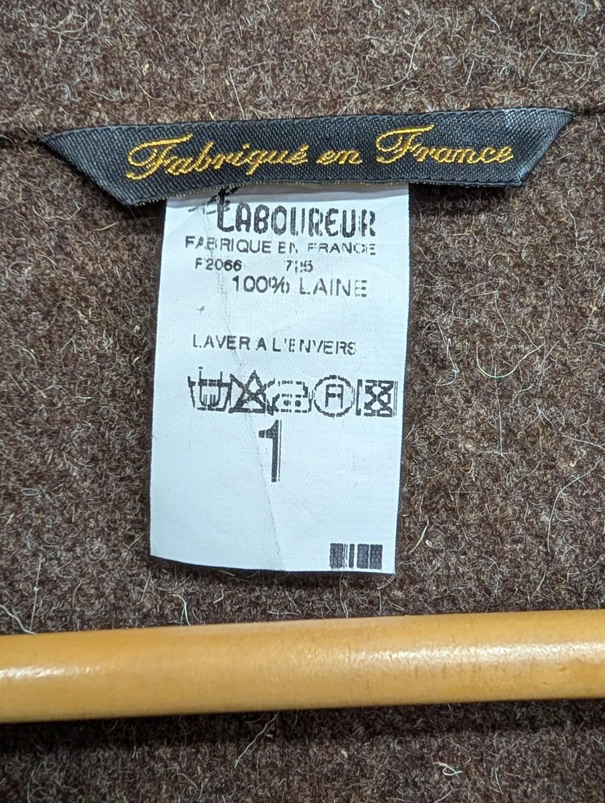 Le Laboureur Chore Jacket Men Size 1 Small Wool Utility Workwear Brown Pockets