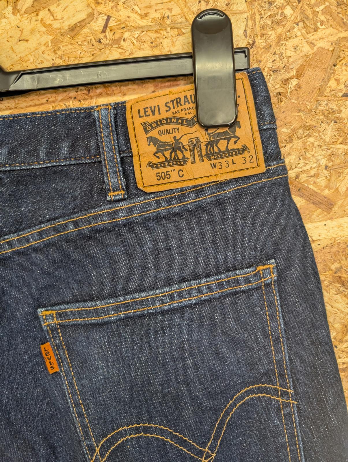 Levis 505c Jeans W33 L32 Dark Blue Rinse Denim Straight Leg Orange Tab LVC
