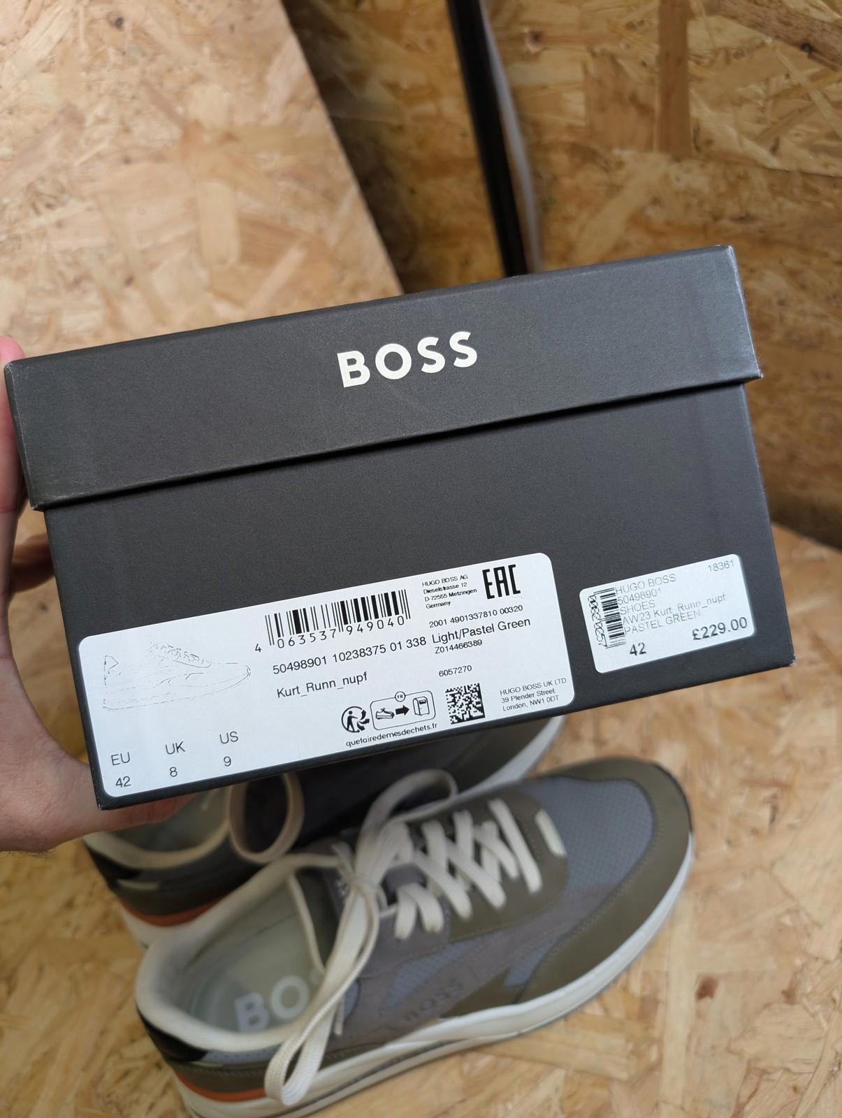 Boss Kurt Runn Mens Trainers UK 8 EU 42 Light Pastel Green Lace Up Box Worn Once