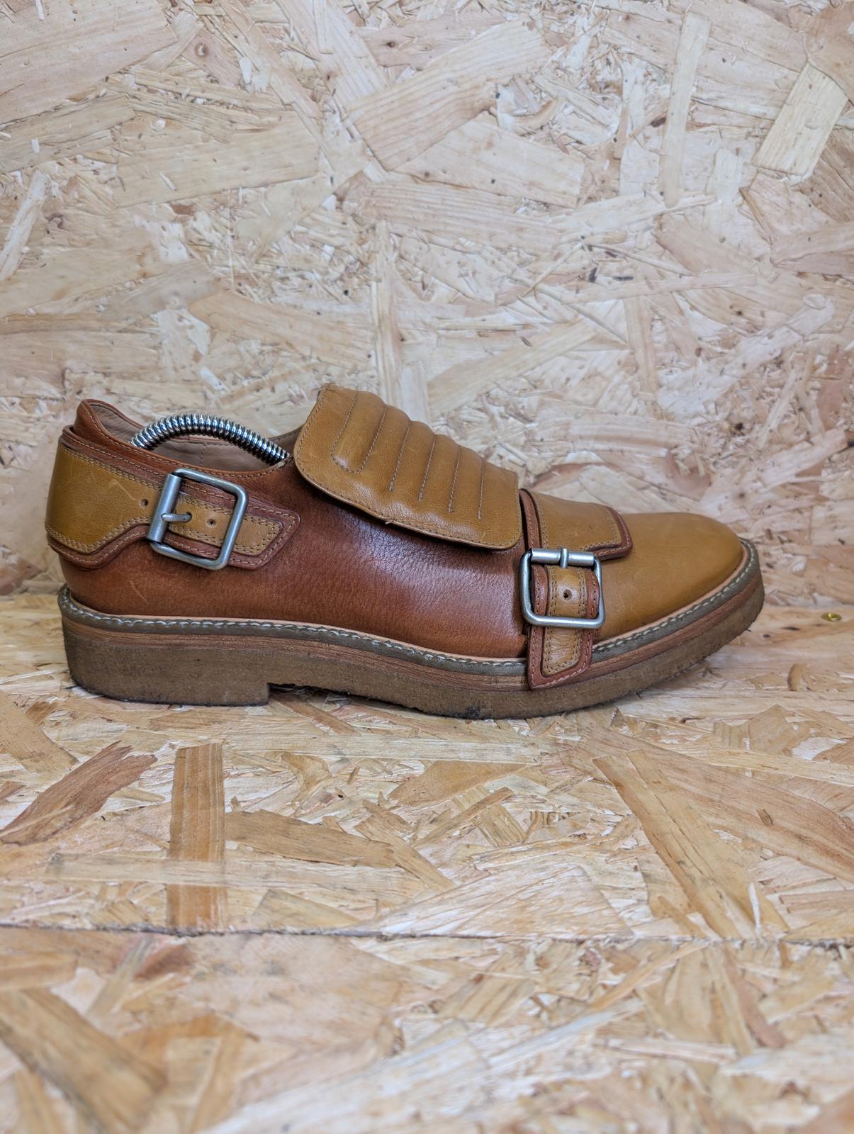 Dries van Noten Buckle Shoes UK 9 EU 43 Tan Brown Leather Gum Sole Made In Italy