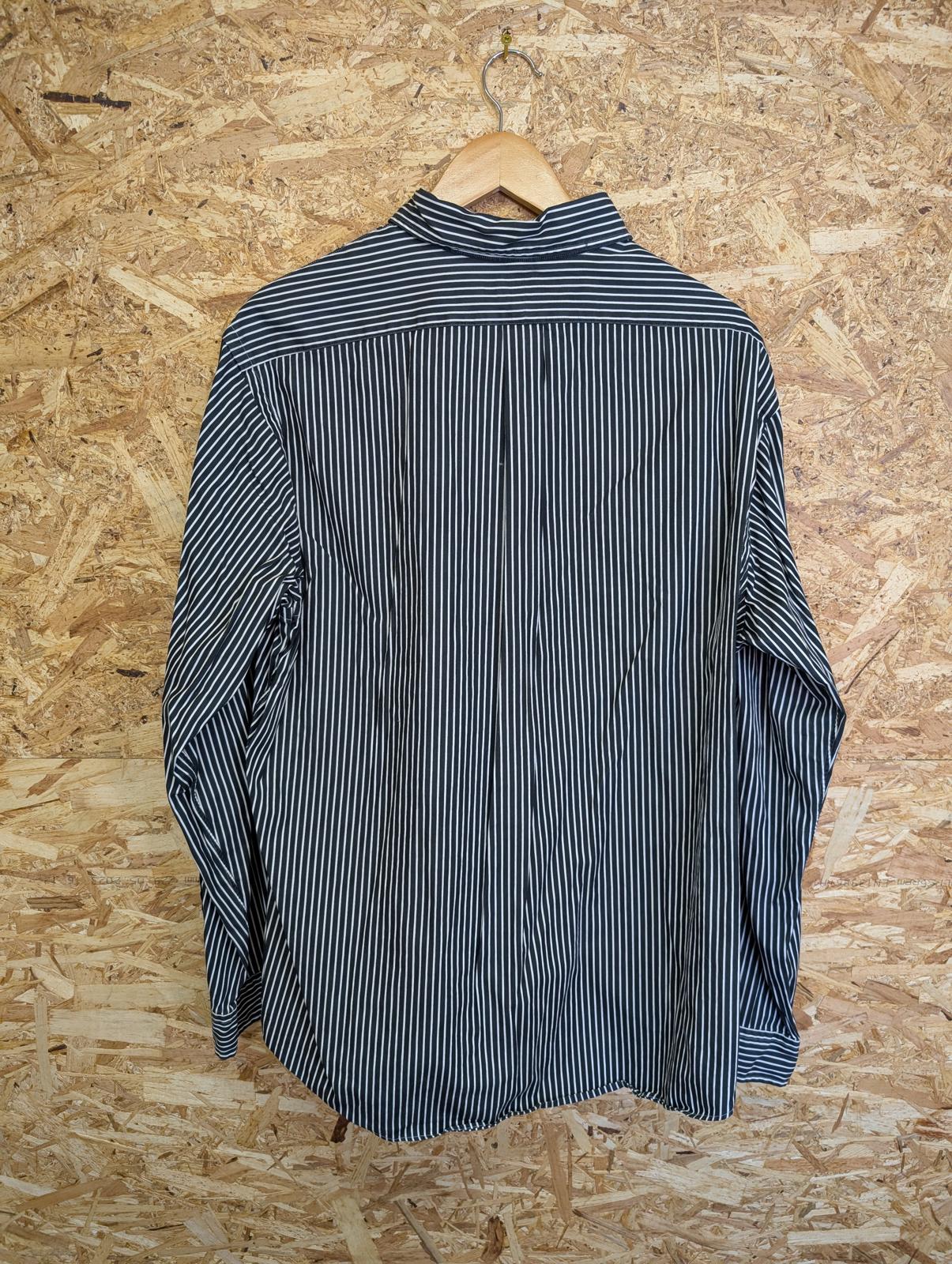 Ralph Lauren Shirt 2XL Black White Stripe Long Sleeve Cotton Vintage Custom Fit