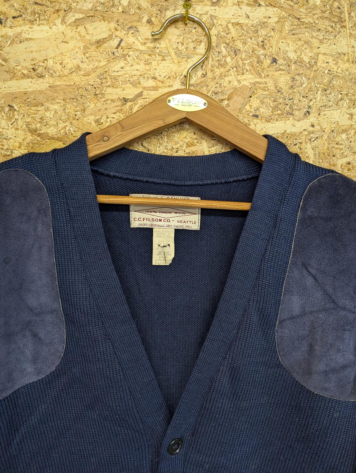 Filson Guide Cardigan Navy Blue Mens XL Vintage Wool Style 713 Made In USA