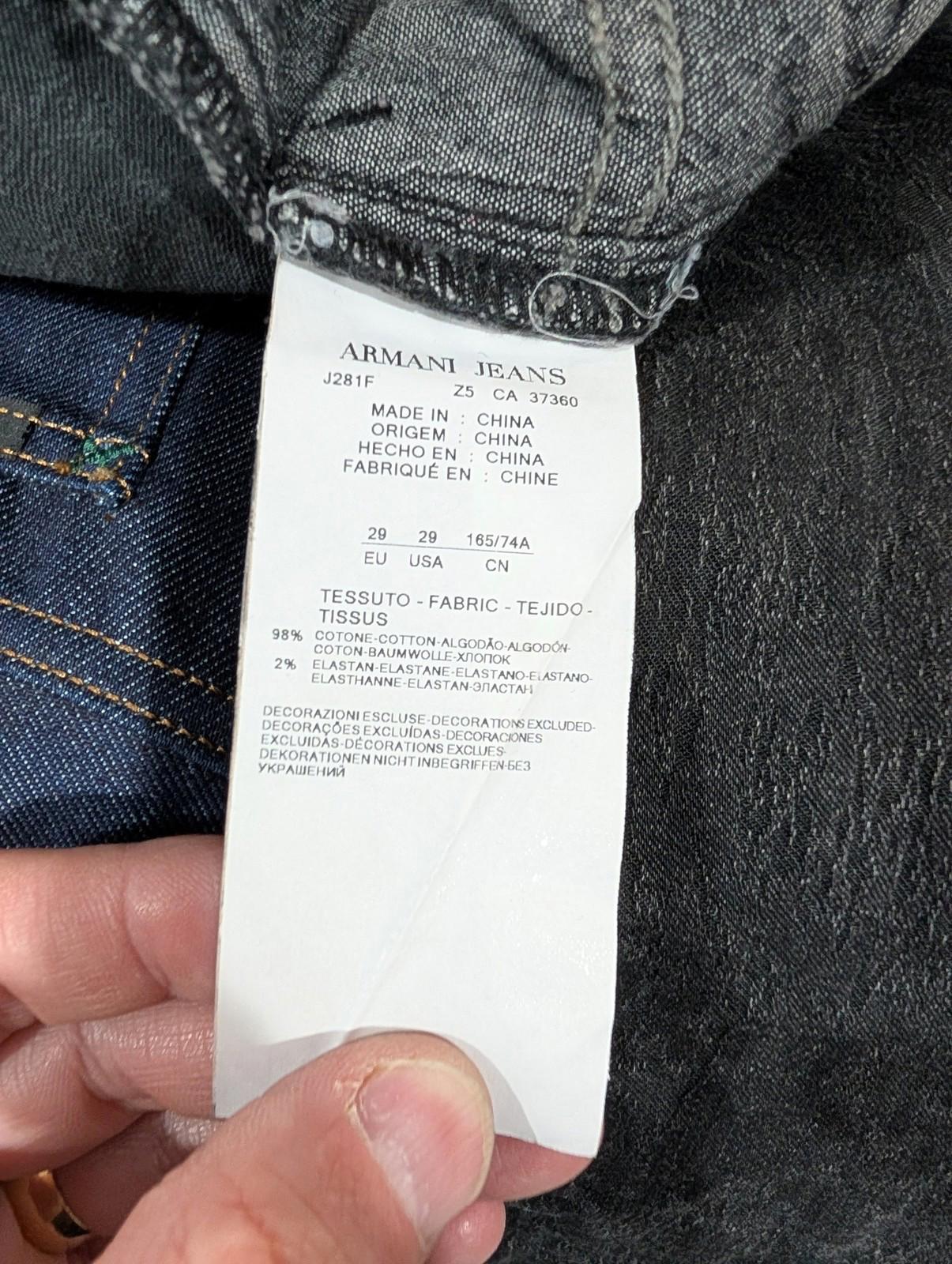 Armani Jeans Womens W29 Skinny Denim Black Grey Logo Stretch Texture Zipper Fly