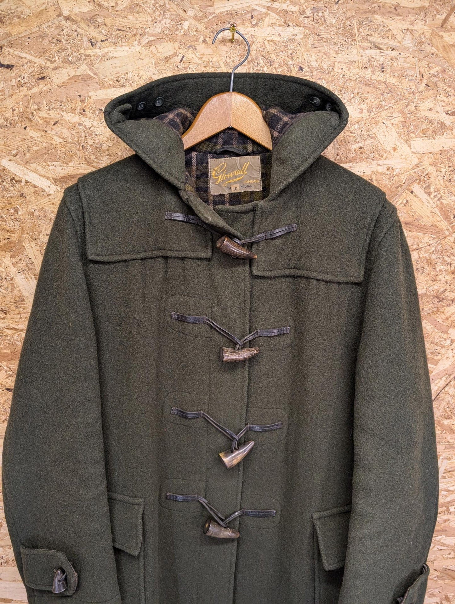 Vintage 50s Gloverall Duffle Coat Wool Heavy Bottle Green Made England 16 Medium