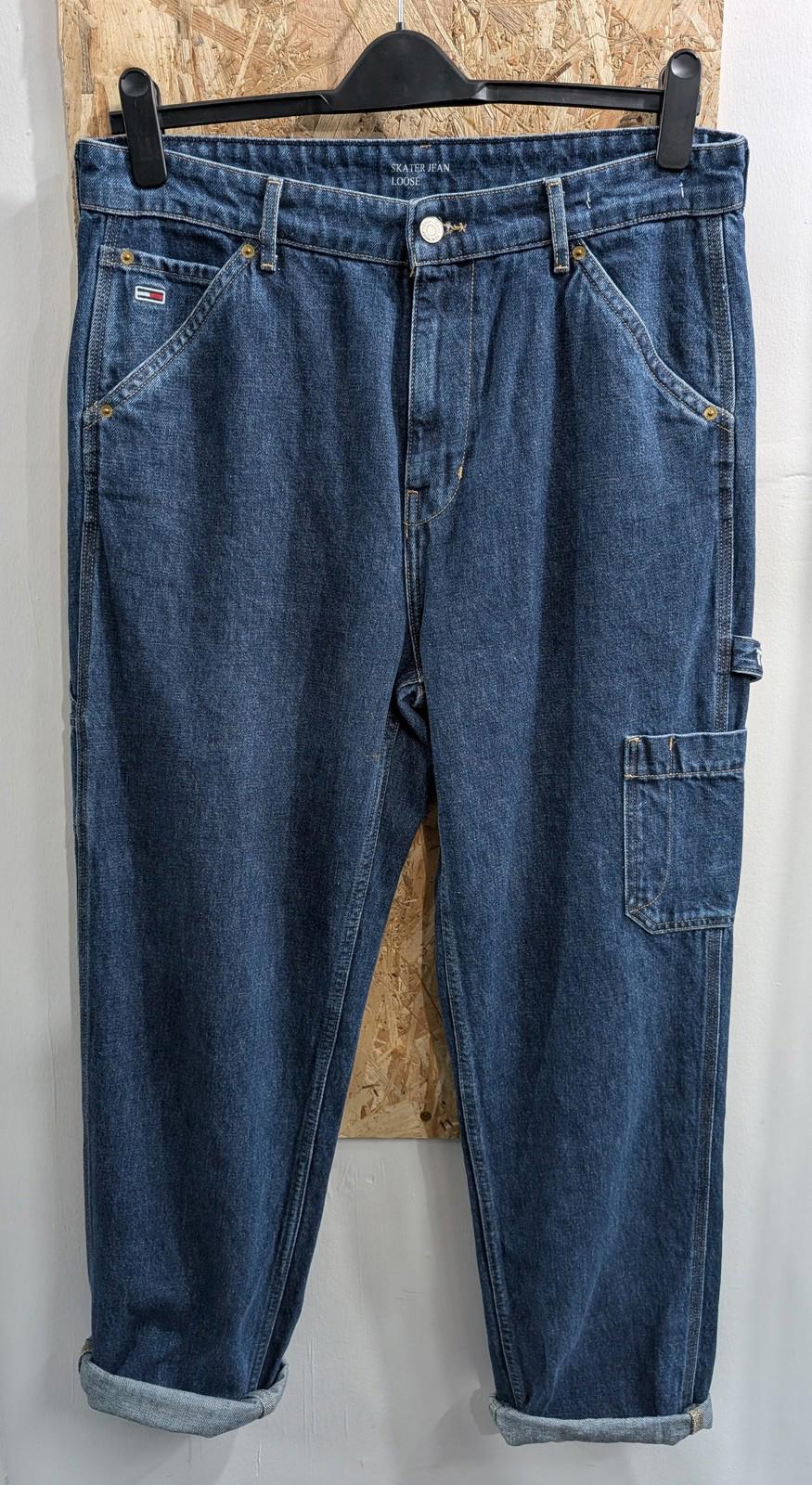 Tommy Jeans Mens Size W32 L32 Skater Loose Fit Carpenter Y2K Navy Blue Denim