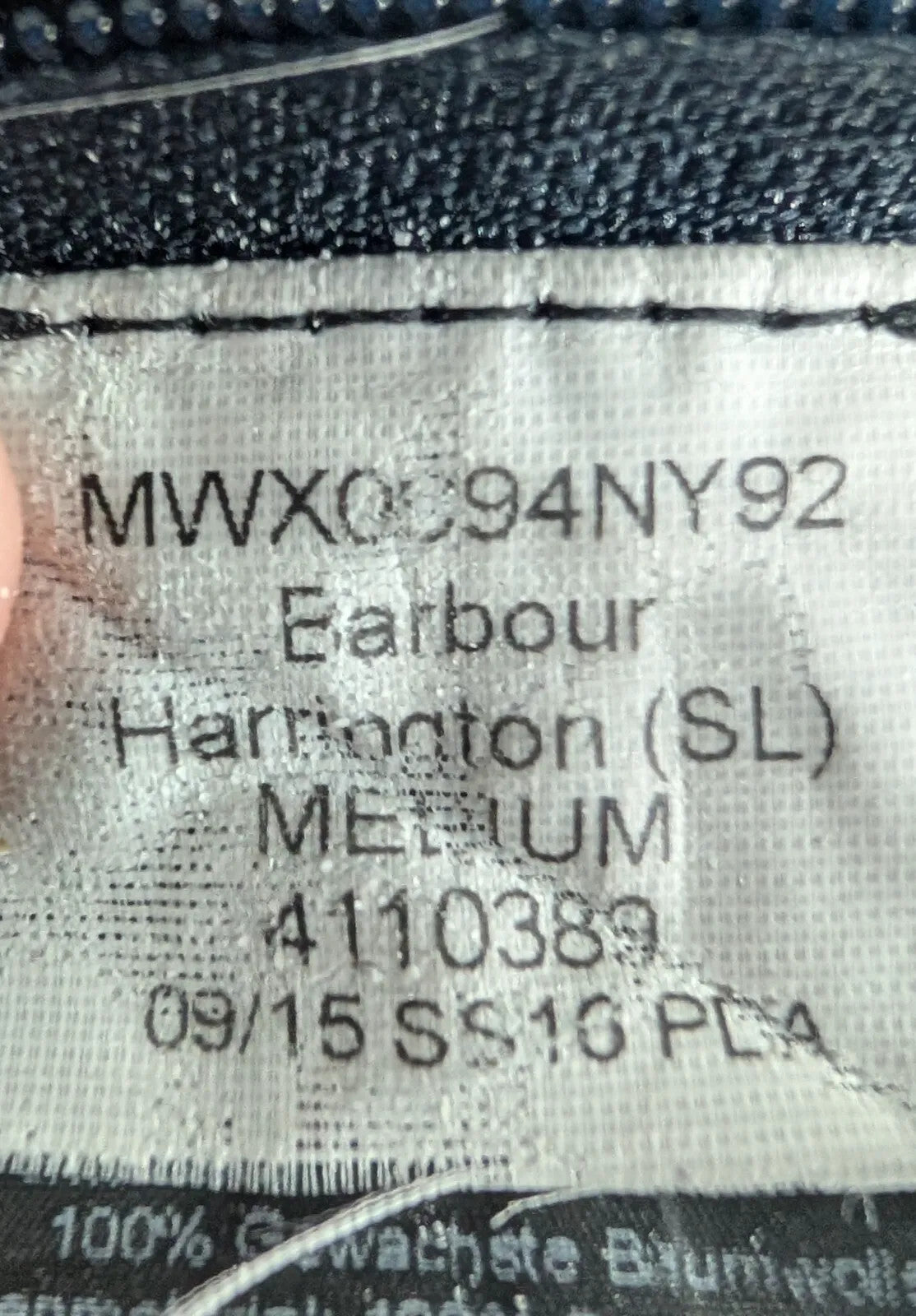 Barbour Harrington SL Jacket Mens Medium Navy Blue Cotton Grandad Collar Country