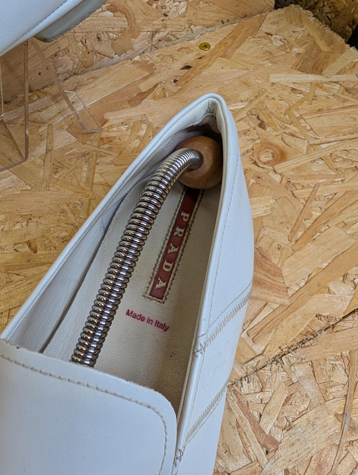 Prada White Leather Loafers Driving Shoes Made Italy Slip On 9 UK 43 EU