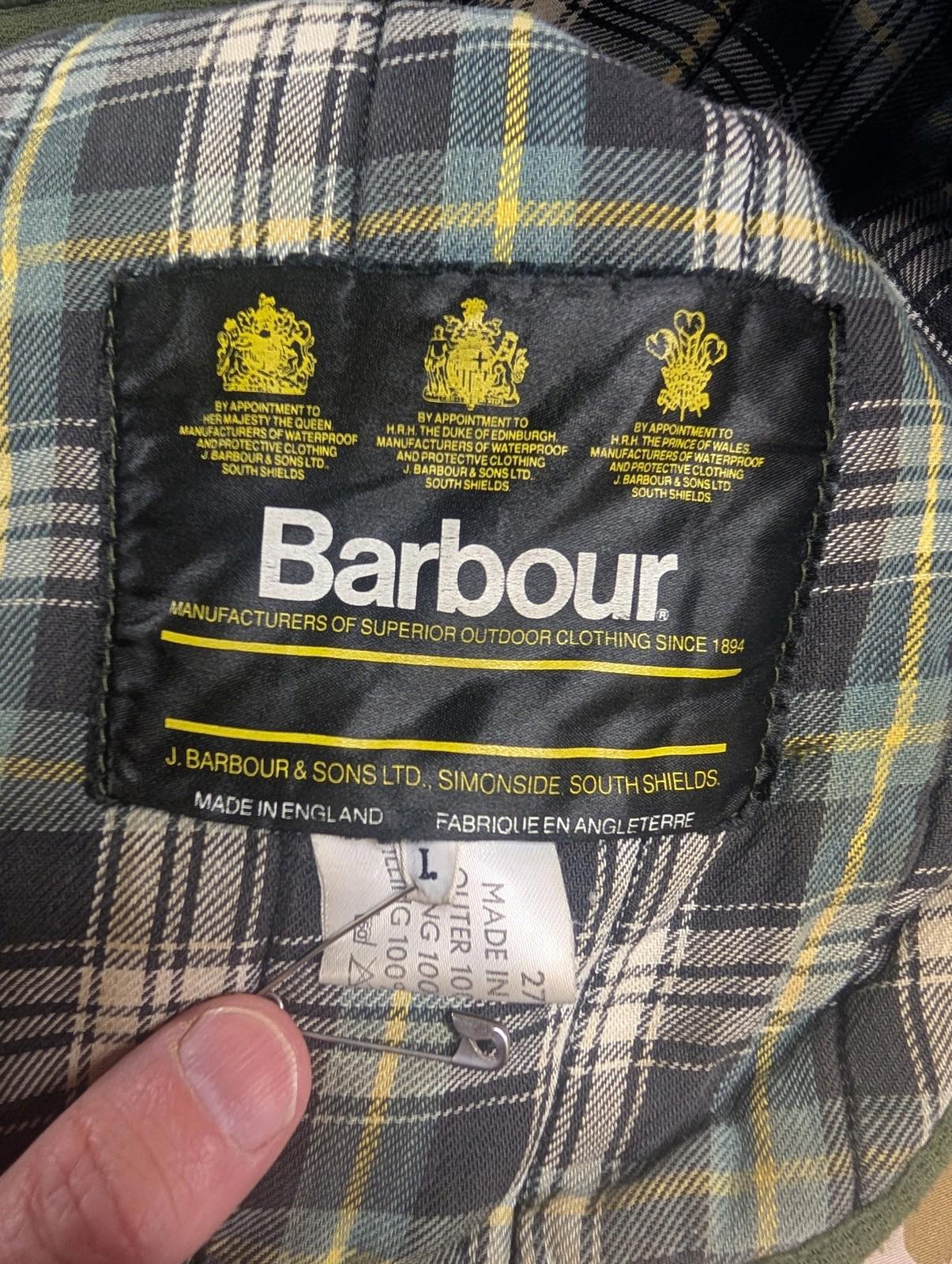 Barbour Jacket Mens Large Quilted Patchwork Olive Green Outdoor Vintage 80s