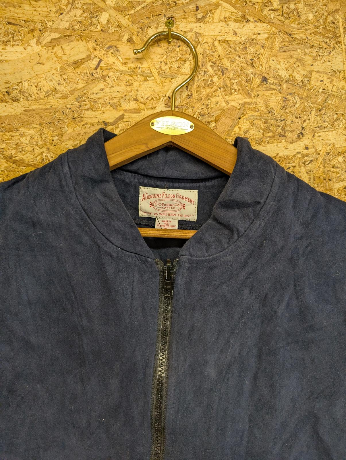 Filson Moleskin Outfitter Vest Mens XL Navy Blue Cotton Waistcoat Gilet Zip