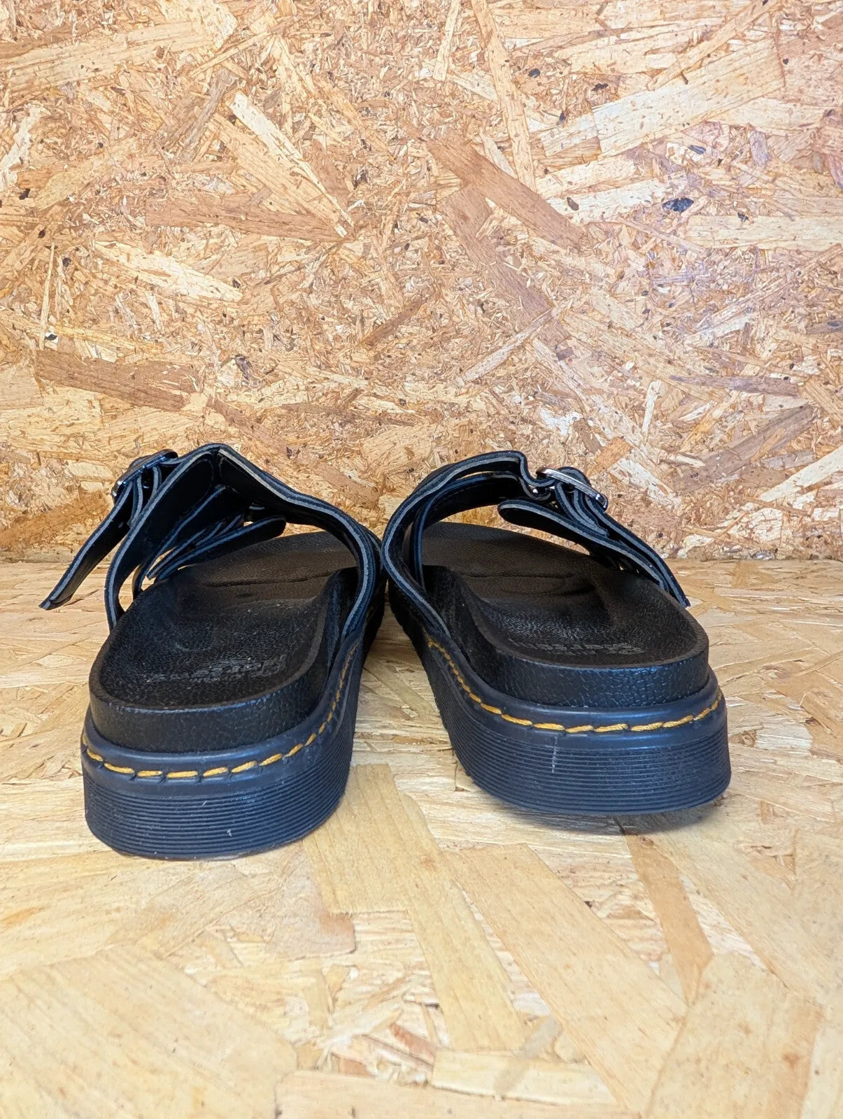 Dr Martens Black Leather Athena Sandals UK 5 EU 38 Buckle Slip On Raine Wedge