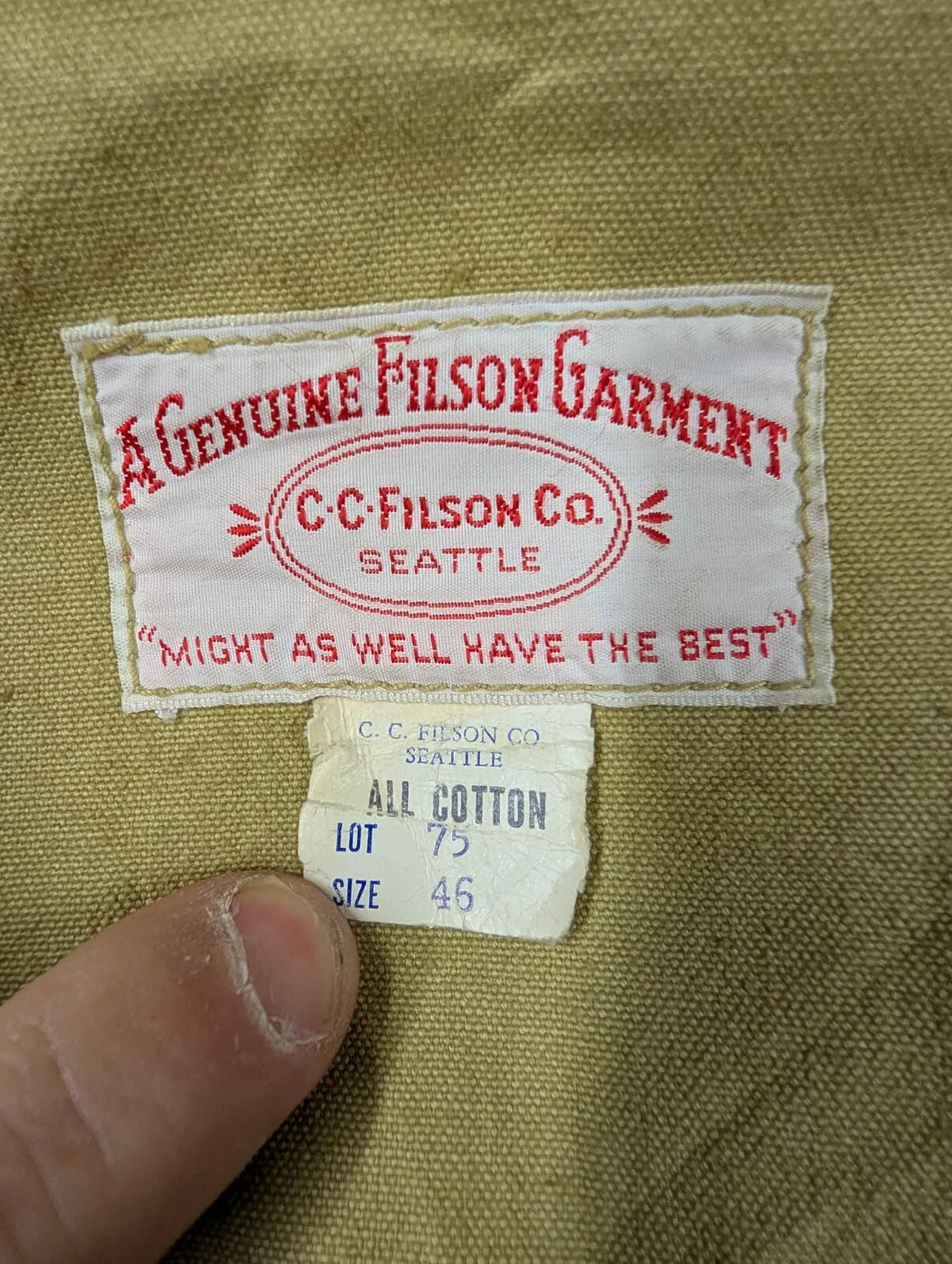 Filson Waxed Cotton Field Jacket Mens 46 Olive Snap Front Outdoor Workwear