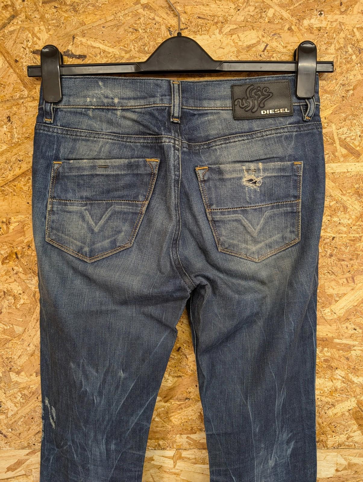 Diesel Jeans W27 Women Super Slim Straight Leg Distressed Blue Denim Hi-Vy-Uffie