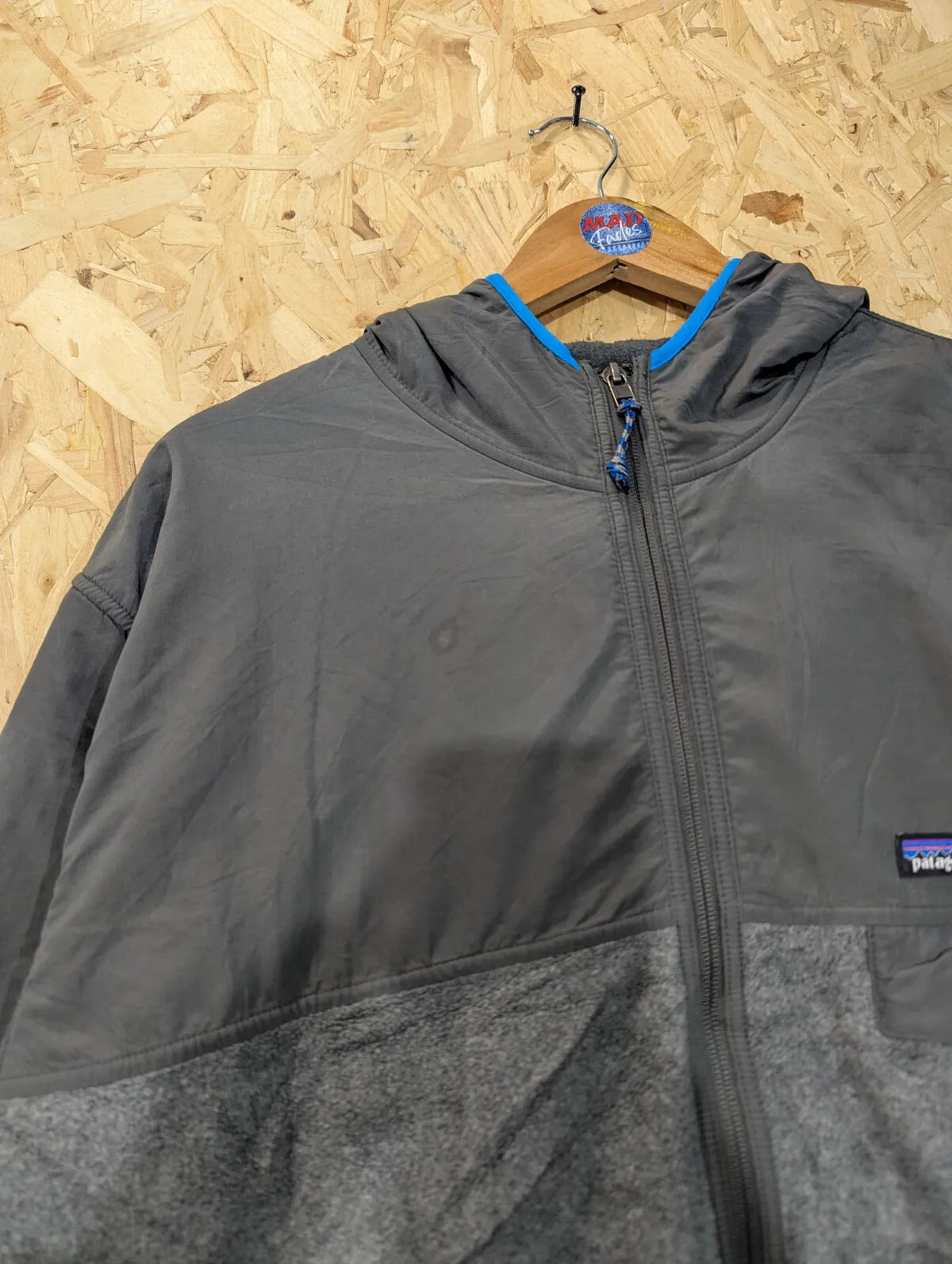 Patagonia Synchilla Hooded Fleece Jacket Mens XXL Charcoal Grey Blue Hooded Tech