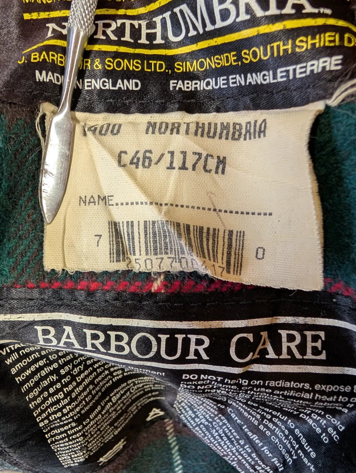 Vintage Barbour Northumbria A400 Wax Jacket C46 XXL Wool Lined Green Hooded 90s