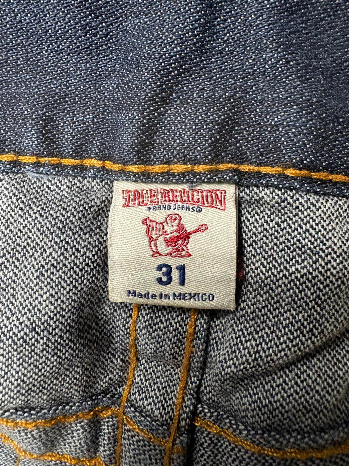 True Religion Jeans W31 L34 Men Straight Leg Navy Blue Denim Zip Fly