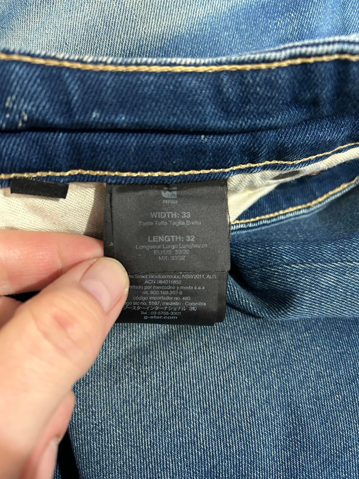 G-Star 3301 Loose Fit Jeans W33 L32 Men Mid Blue Straight Leg Button Fly