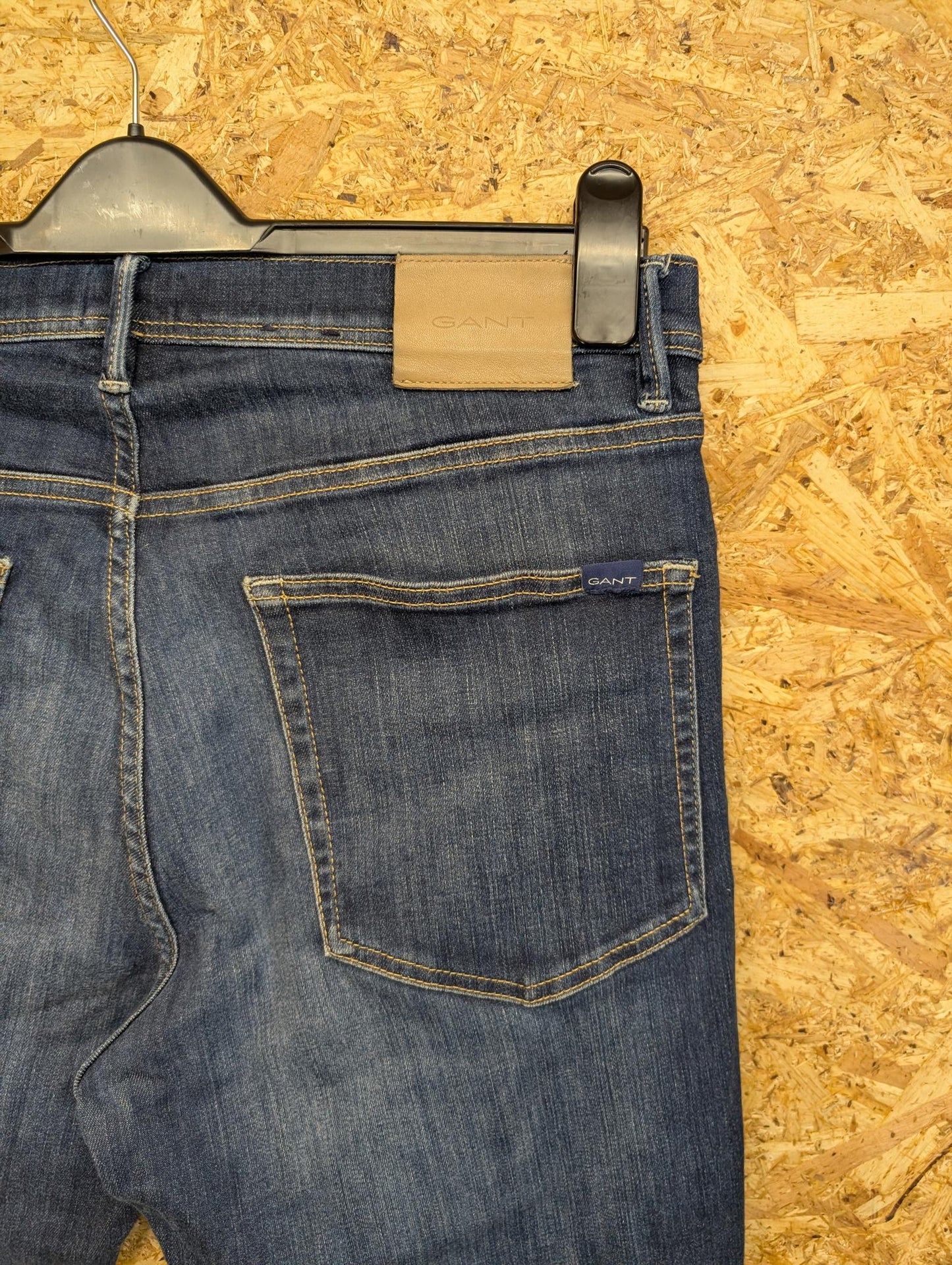 Gant Jeans W35 L32 Men Maxen Extra Slim Fit Denim Mid Blue Straight Leg Zip Fly