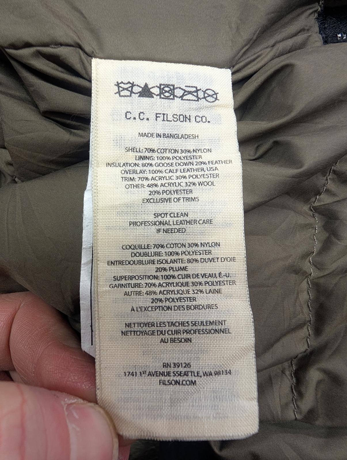 Filson Alaska Down Parka XS Women Hooded Goose Feather Black Coat Winter