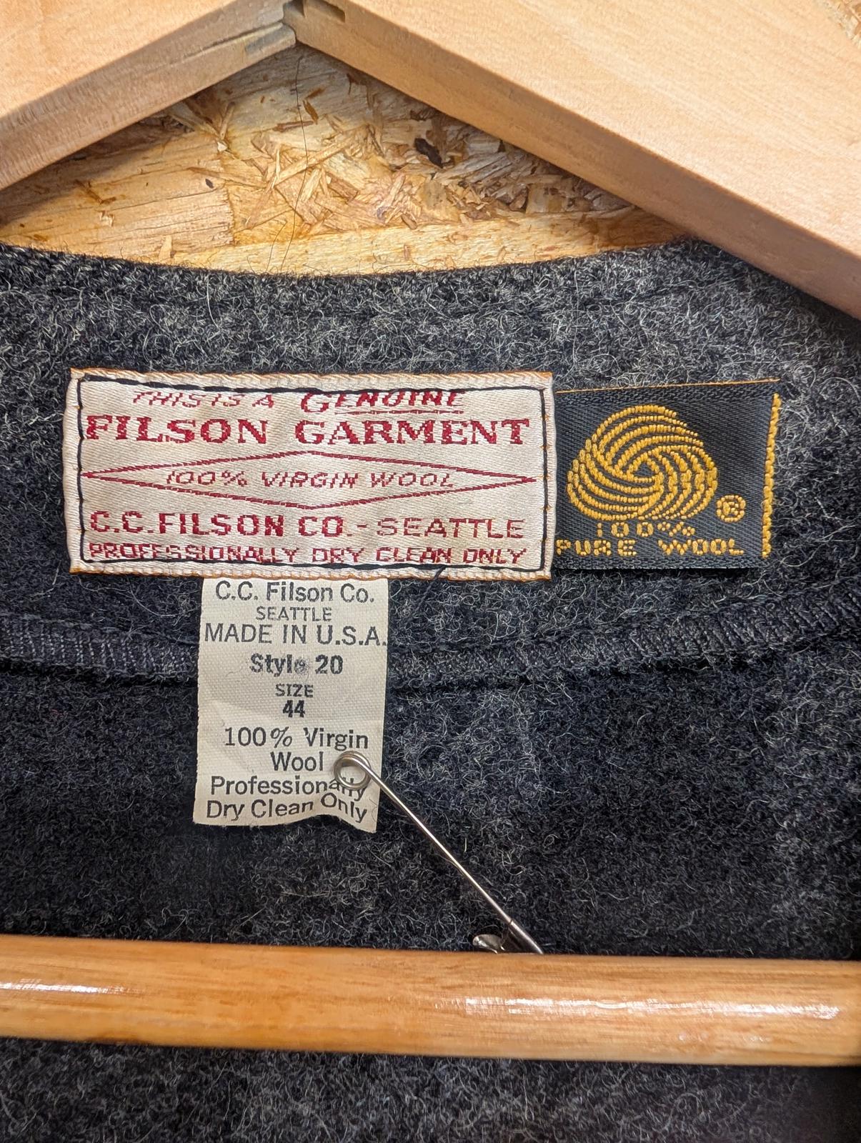 Filson Grey Black Check Mackinaw Vest Men XL 44 Men Thick Wool Gilet Body Warmer