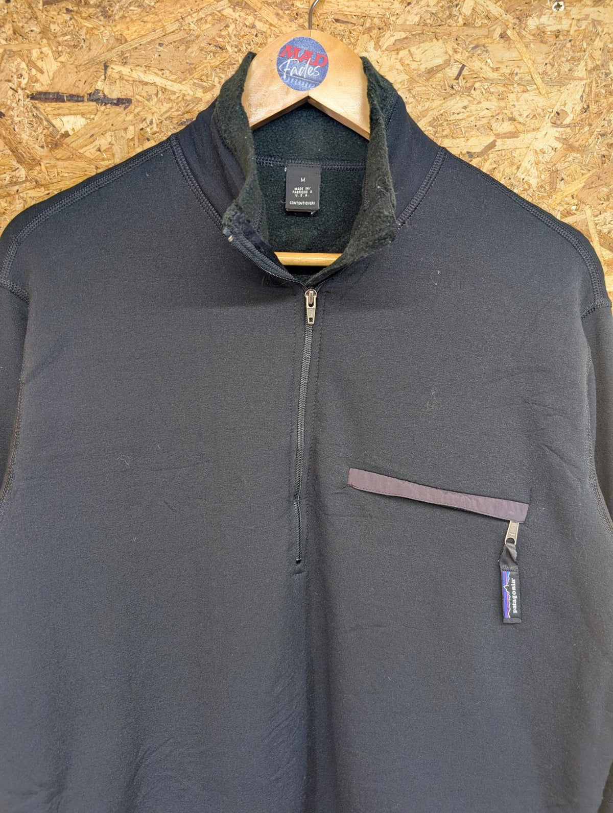 Vintage Patagonia Fleece Medium Men Black 1/4 Zip Neoprene Micro D USA Made 90s