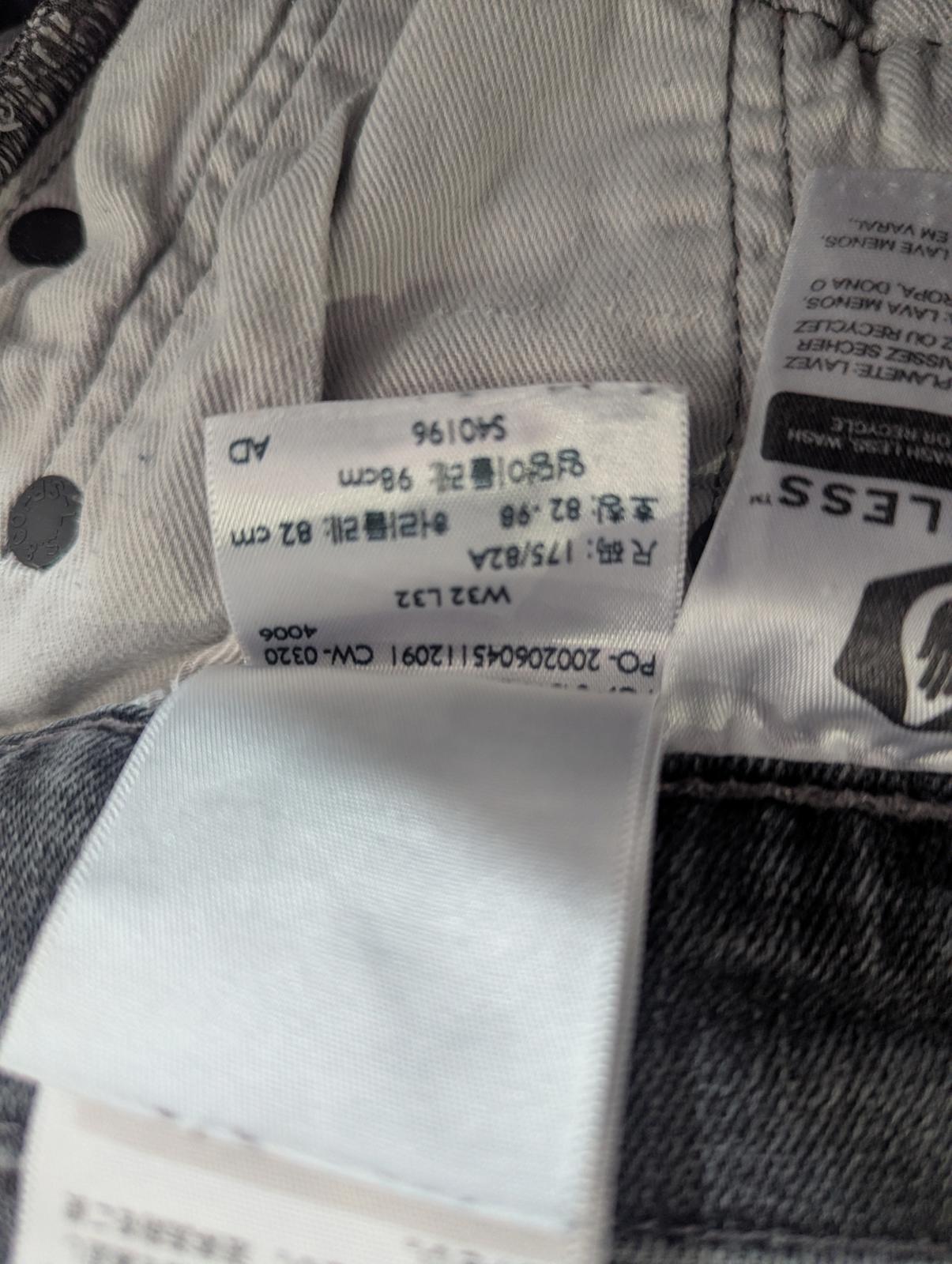 Levis 511 Slim Jeans W32 L32 Men Grey Stonewashed Straight Leg Stretch Denim Zip