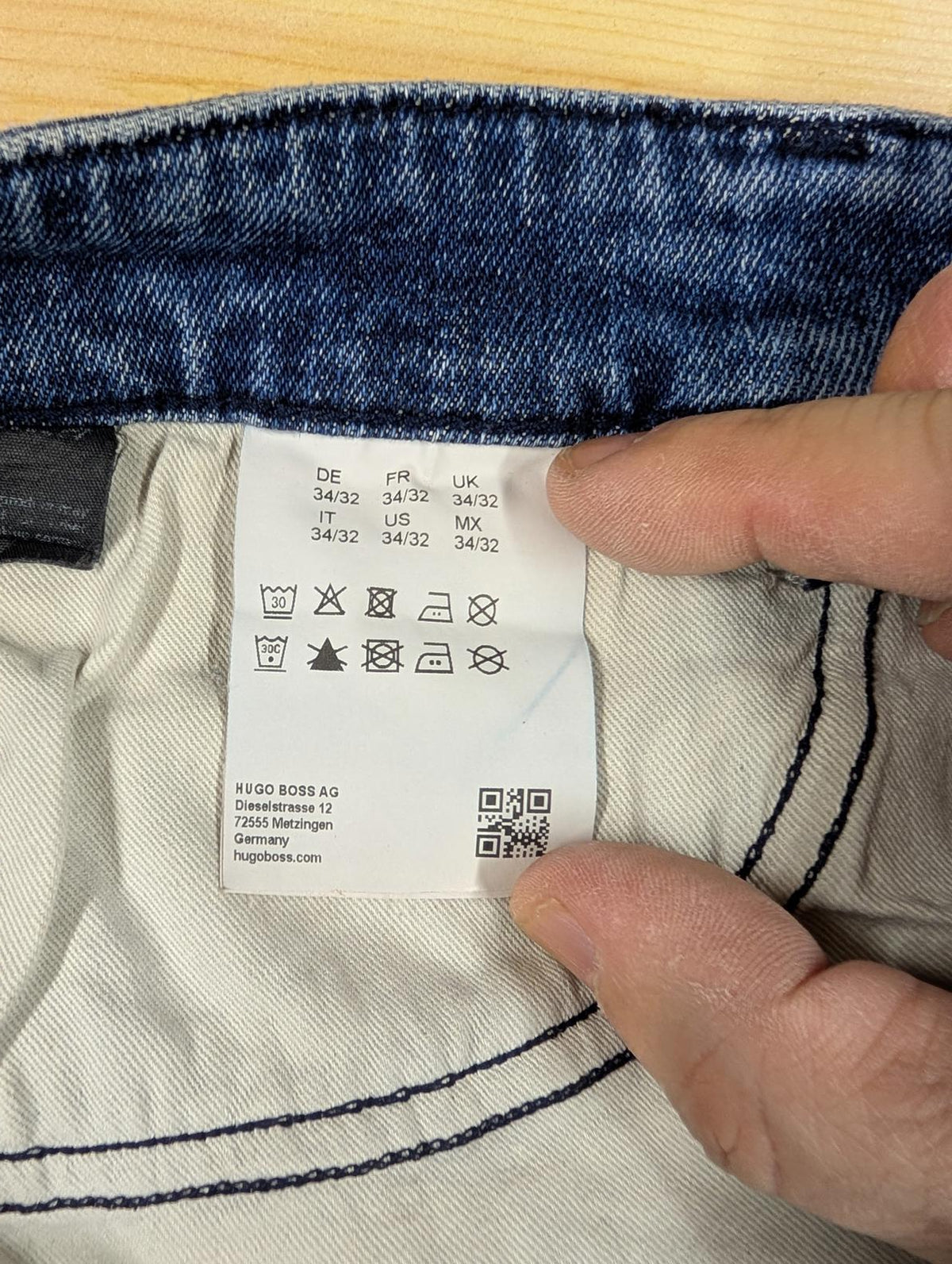 Hugo Boss Jeans W34 L32 Men Regular Fit Navy Blue Denim Straight Leg Zip Fly