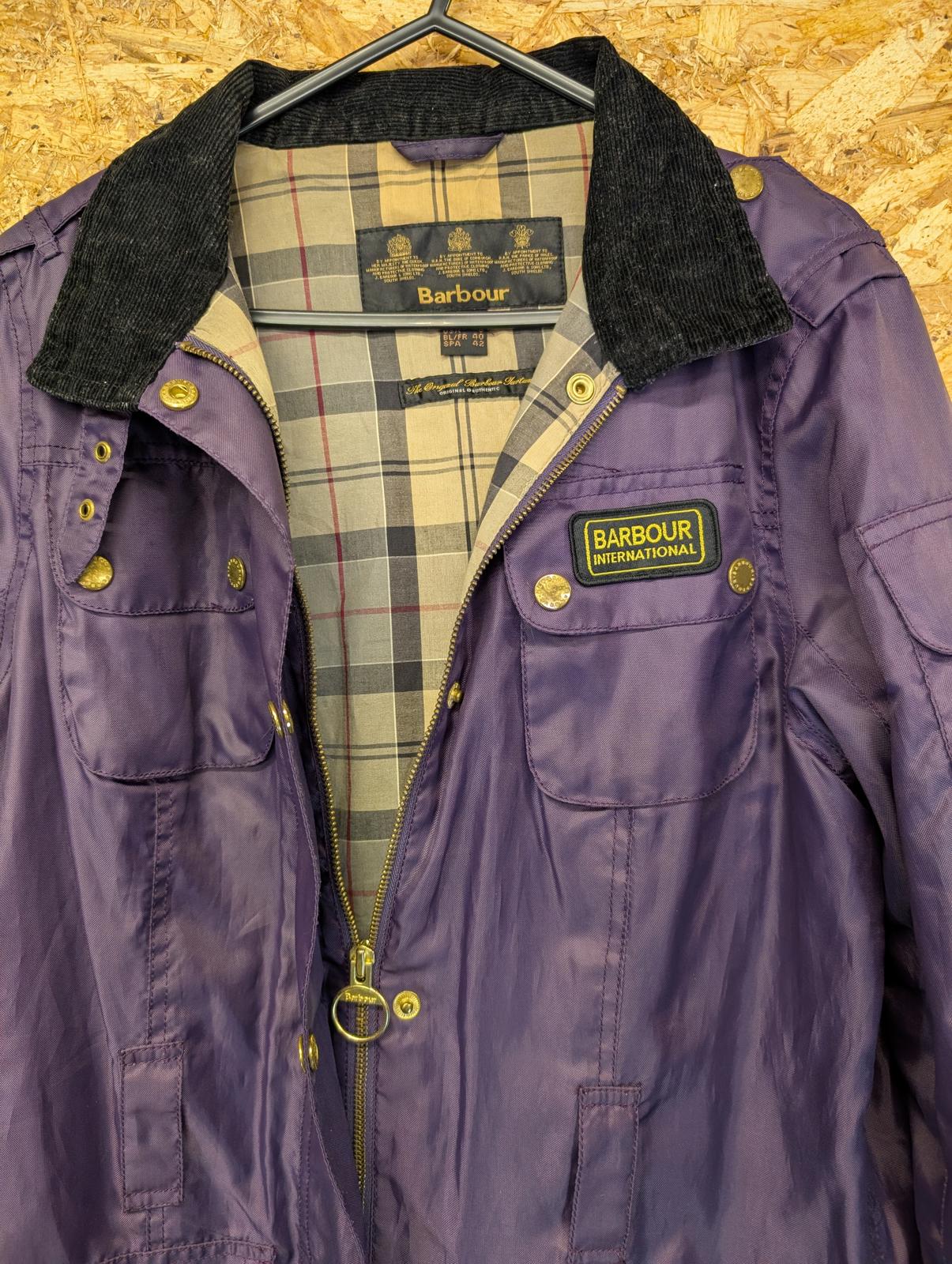 Barbour Rainbow International Bright Brass Jacket UK 12 Women Belted Wax Purple