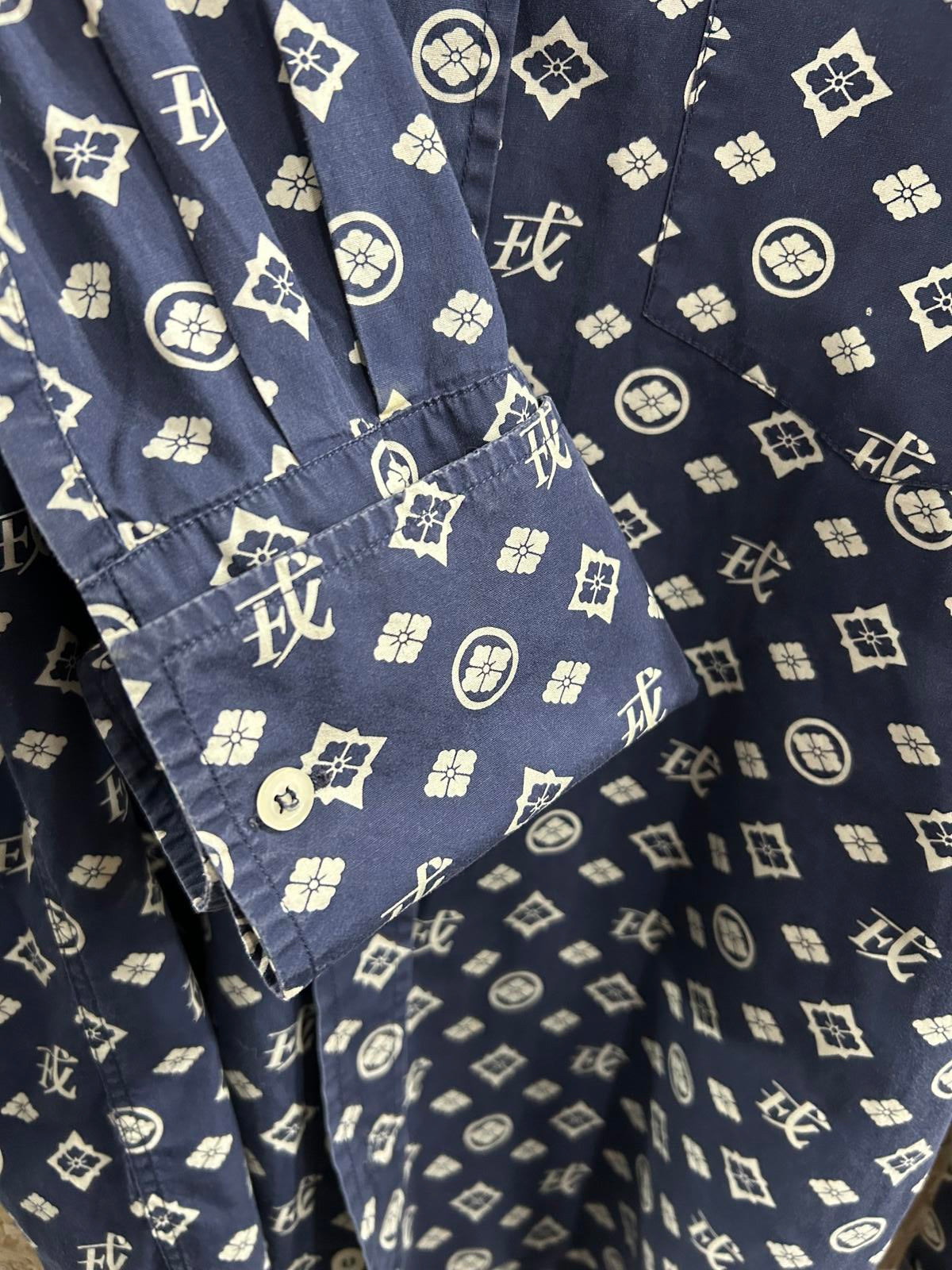 Evisu Shirt Large Blue Check Long Sleeve Cotton Vintage Y2K