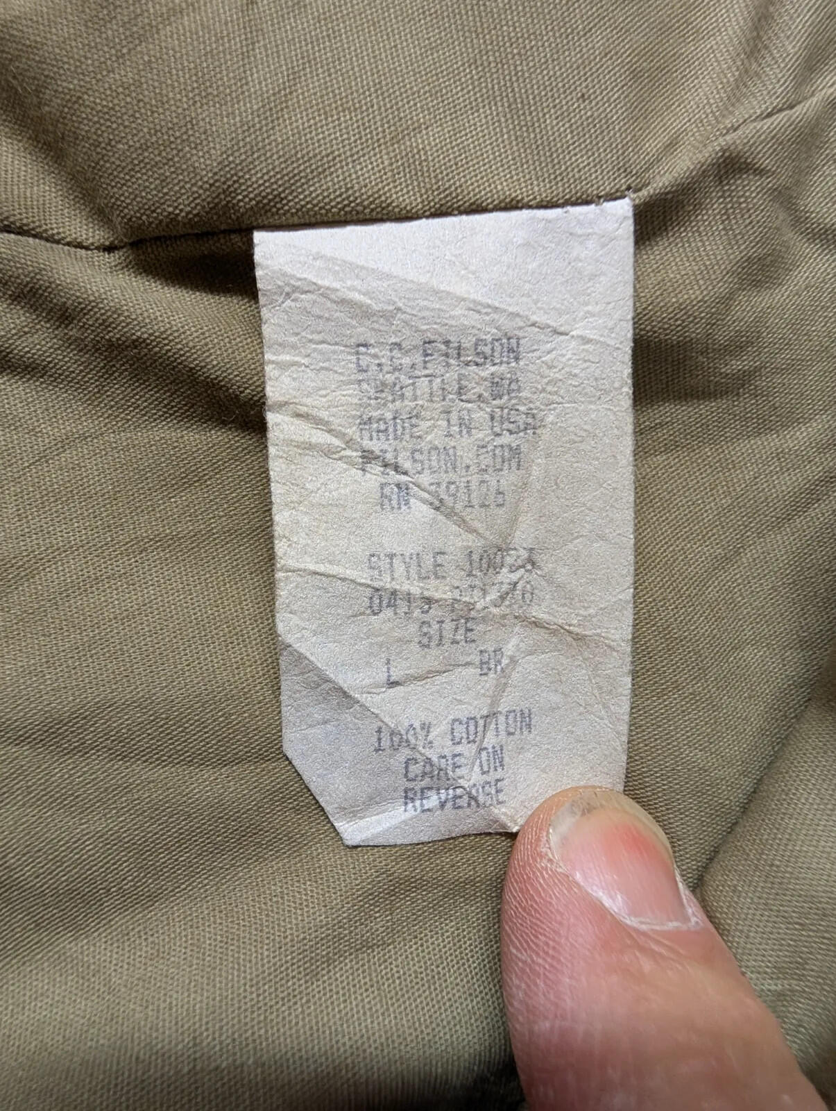Filson Cover Cloth Mile Marker Coat Mens Large 10023 Waxed Field Jacket Brown