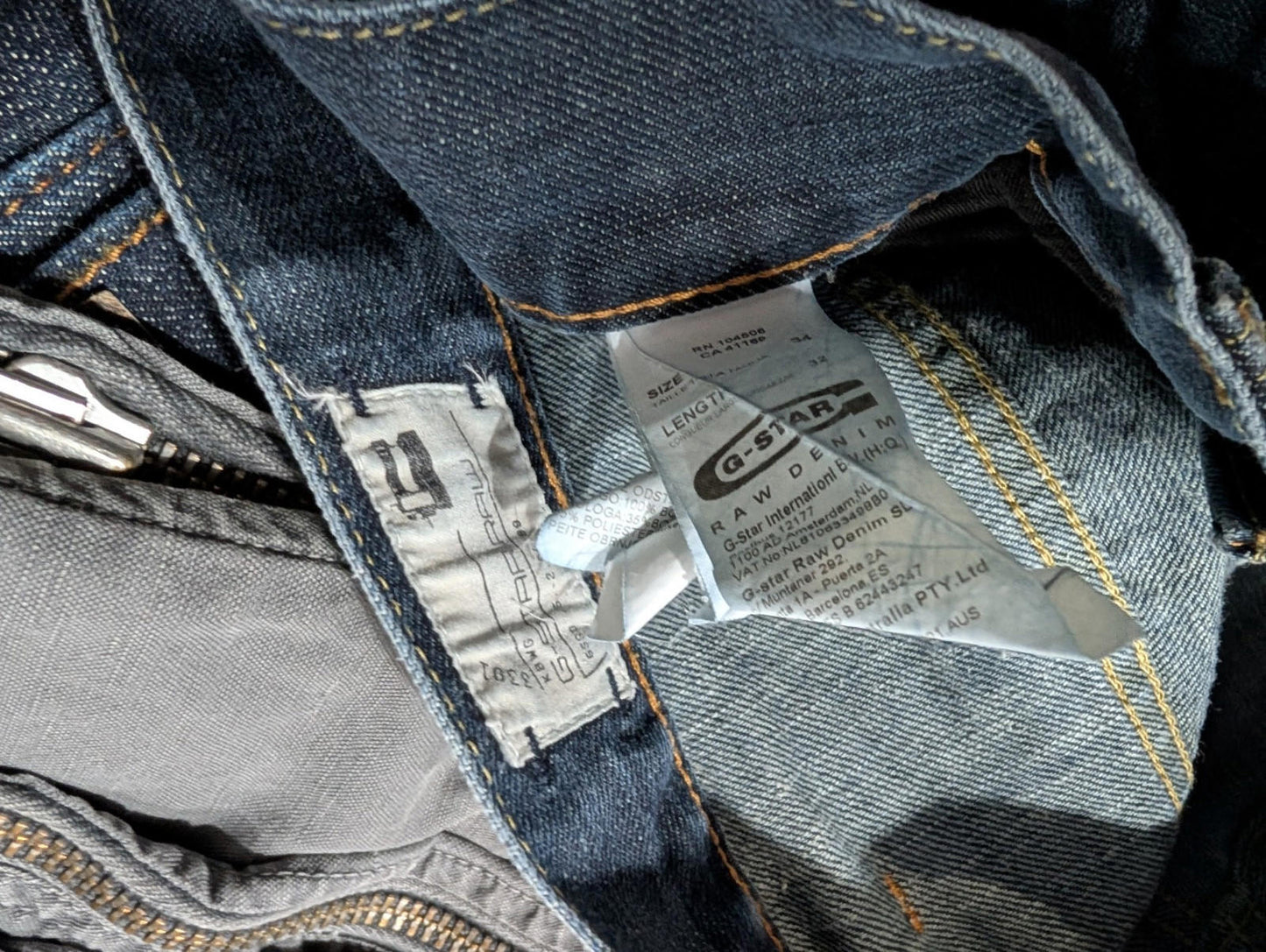 G-Star Jeans W34 L32 3301 Classic Navy Blue Denim Straight Leg Button Fly