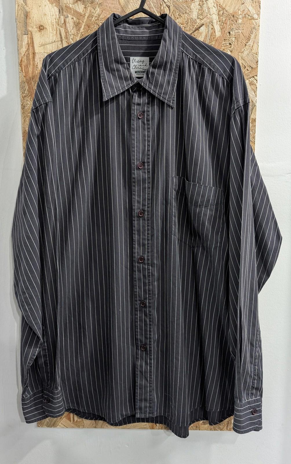 Moschino Shirt Mens XL Cheap & Chic Striped Long Sleeve Y2K Retro Black Cotton