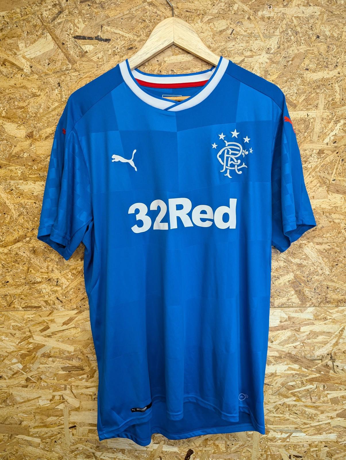 Rangers Football Shirt Mens XL 2016 Home Short Sleeve Blue Sponsor 32Red Puma