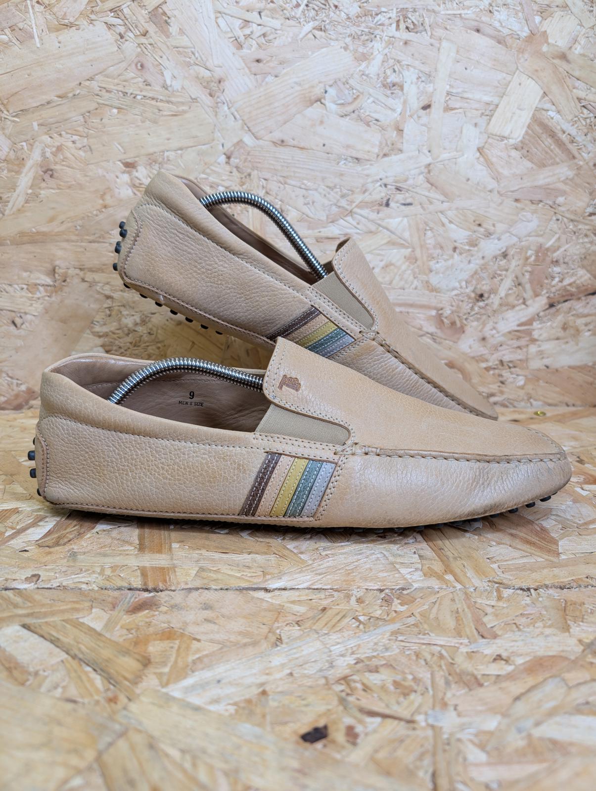 Tods Beige Mens 9 UK 43 EU Leather Gommino Driving Shoes Slip On Boxed RRP £540