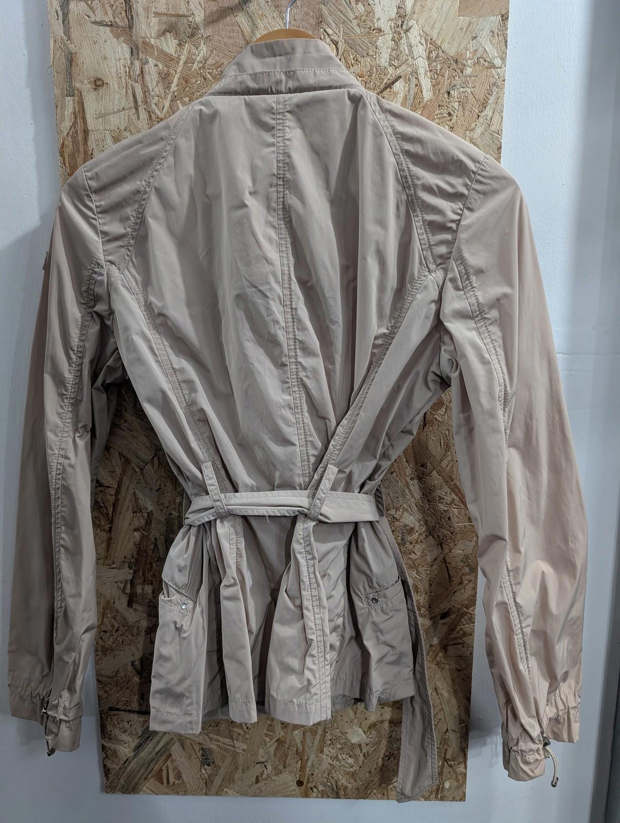 Armani Jeans Jacket Women Size 6 XS Belted Beige Lightweight Casual Trench Coat