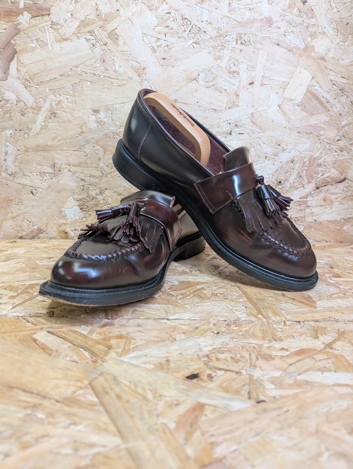 Modfather Tassel Loafers Men UK 9 Leather Oxblood Burgundy Brown Vintage Style