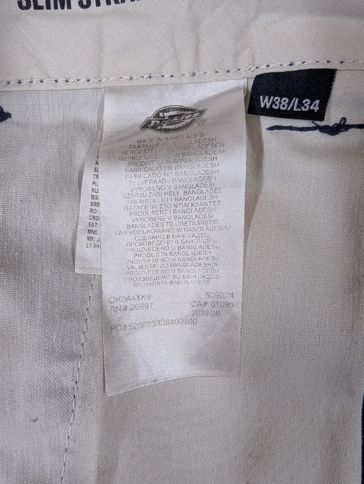 Dickies 874 Skate Trousers Mens W38 L34 Dark Navy Slim Straight Workwear Zip