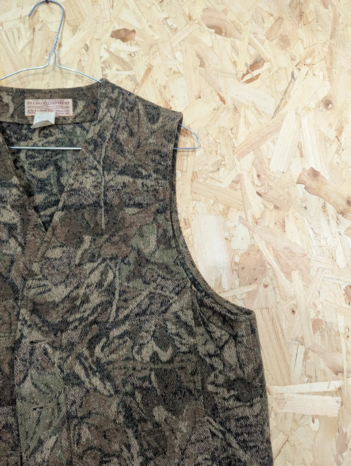 Filson Timber Camo Wool Vest Large Mackinaw USA Made Style 20 Tree Gilet Real
