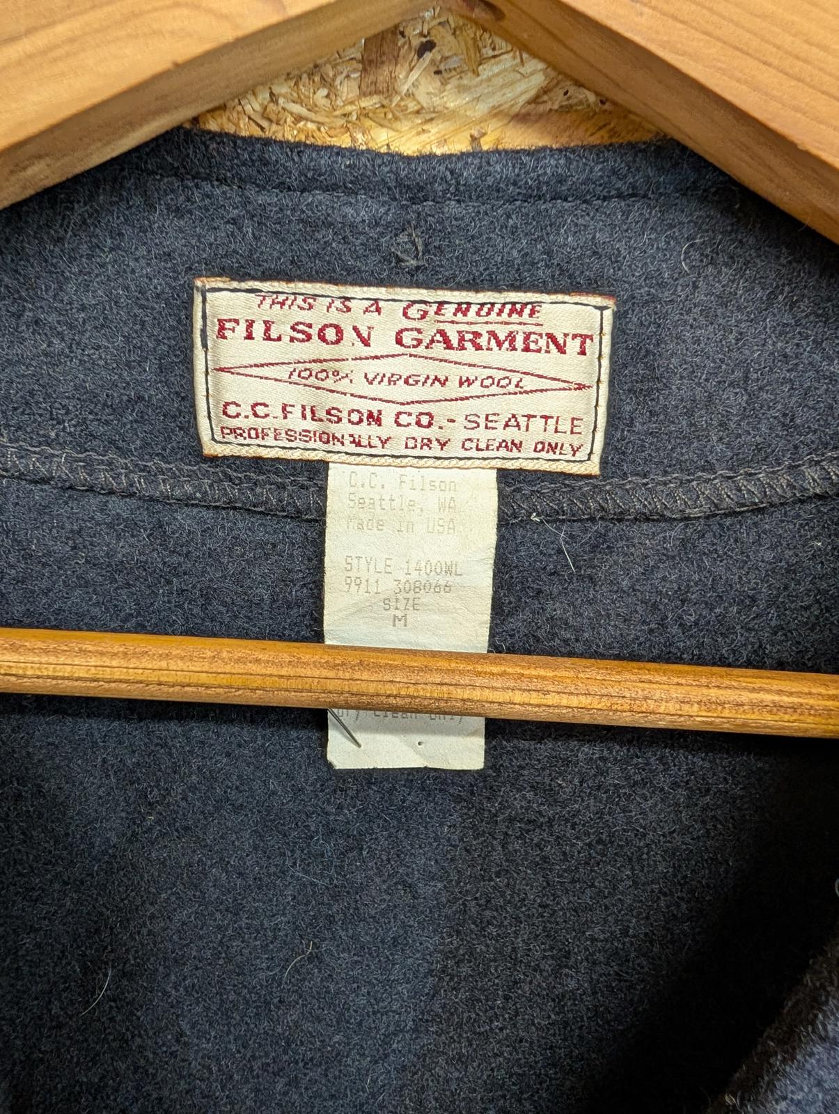 Filson Mackinaw Vest Navy Blue Mens Medium Wool Waistcoat Gilet Body Warmer Zip