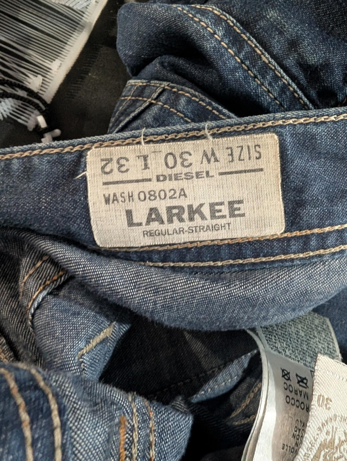 Diesel Larkee Jeans W30 L29 Soft Denim 0802A Mid Blue Regular Straight Button