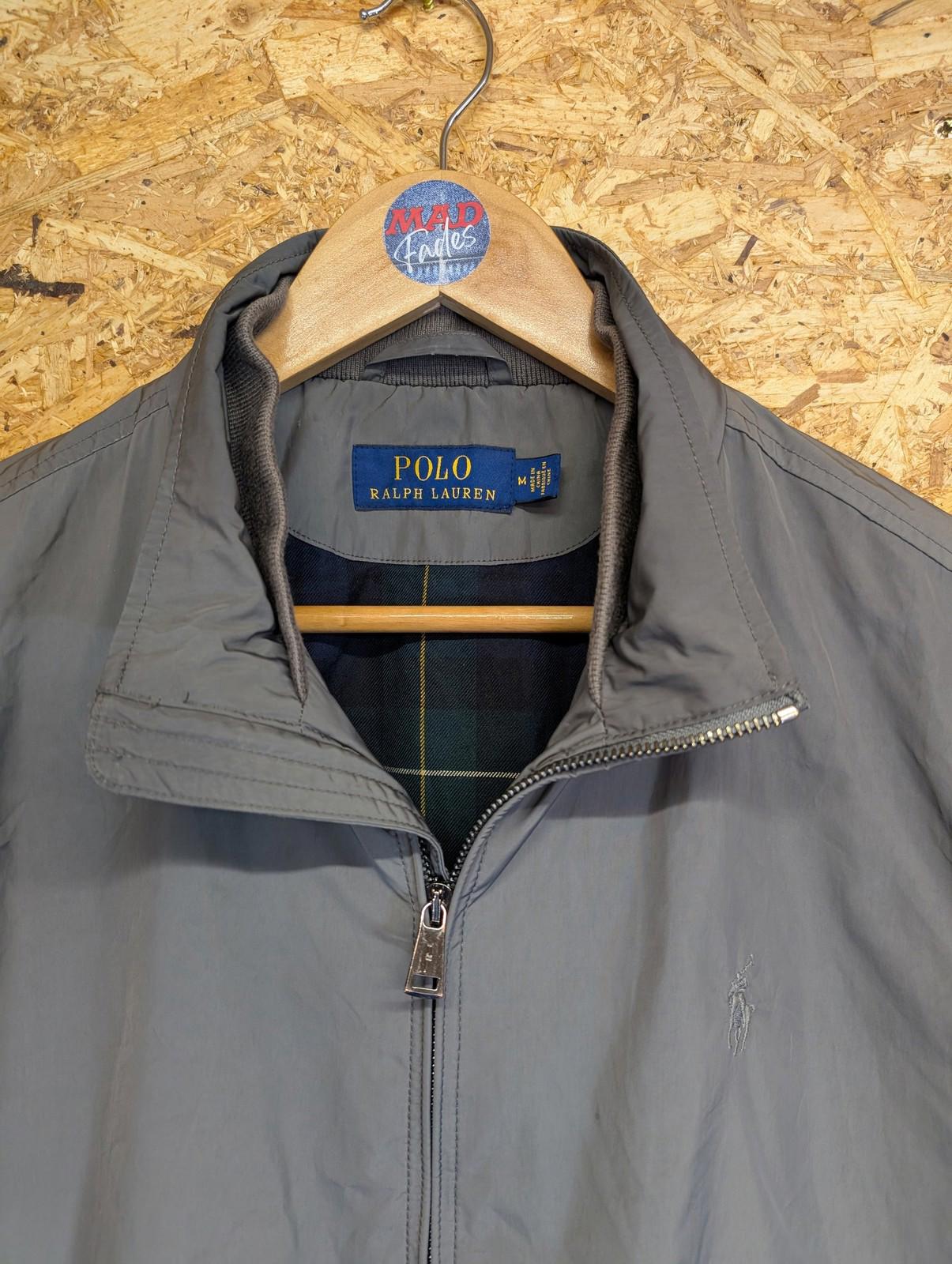 Polo Ralph Lauren Bomber Jacket Medium Men Grey Check Tartan Lined Shine RL Polo