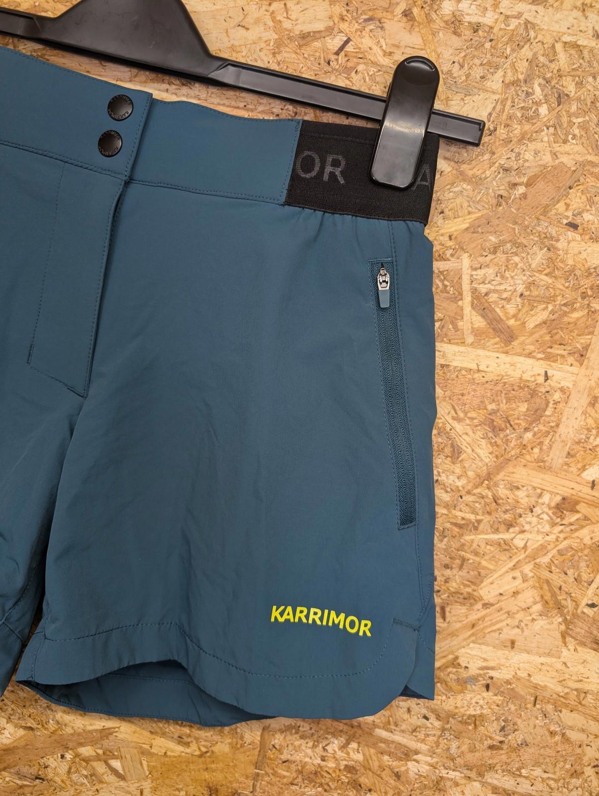 Karrimor Comfort Shorts Women UK 10 Stretch Zip Pockets Teal Green Blue Gym