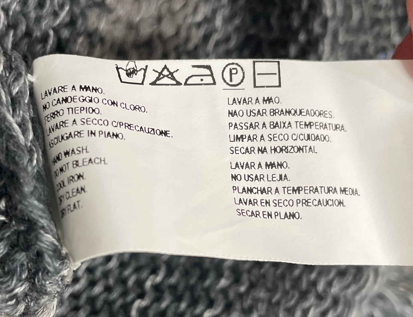 Emporio Collezioni Linen Cotton Italy Grey Stripe Knitted Jumper V-Neck Mens L