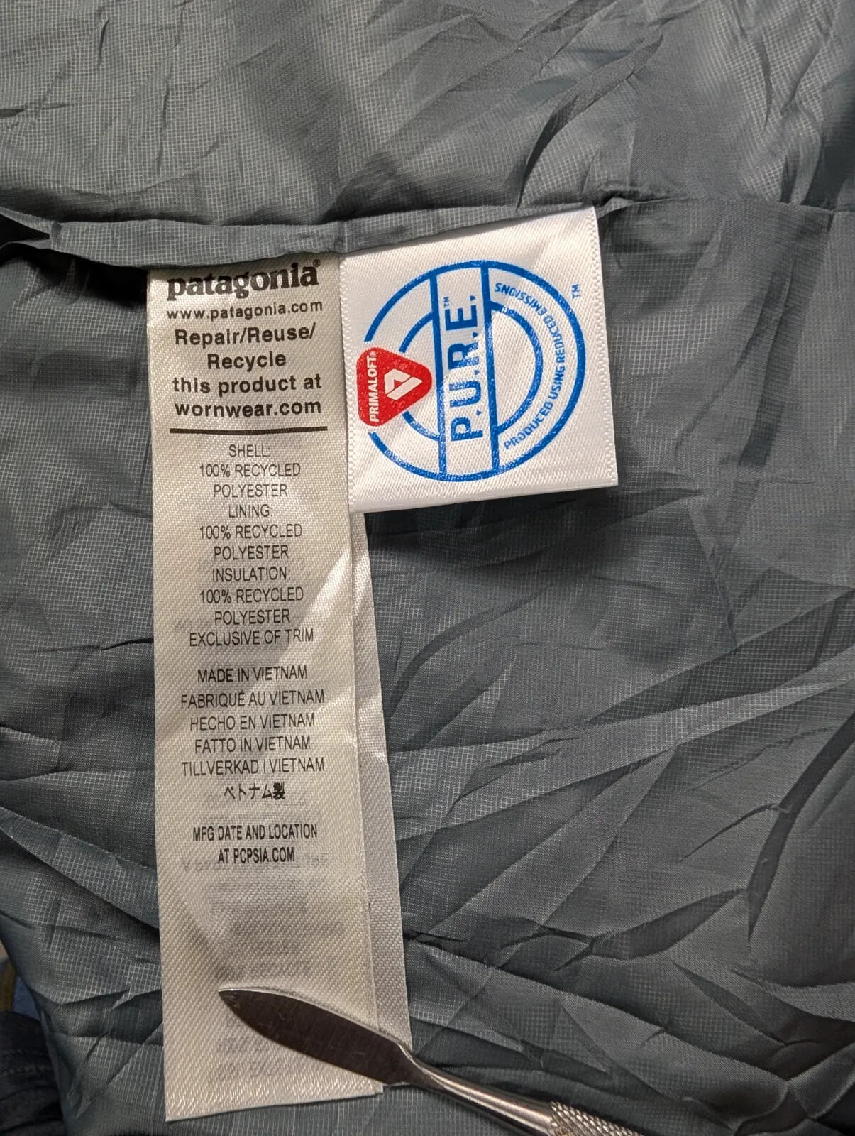 Patagonia Nano Puff Jacket Women Large Grey Quilted Primaloft Layer Insulated